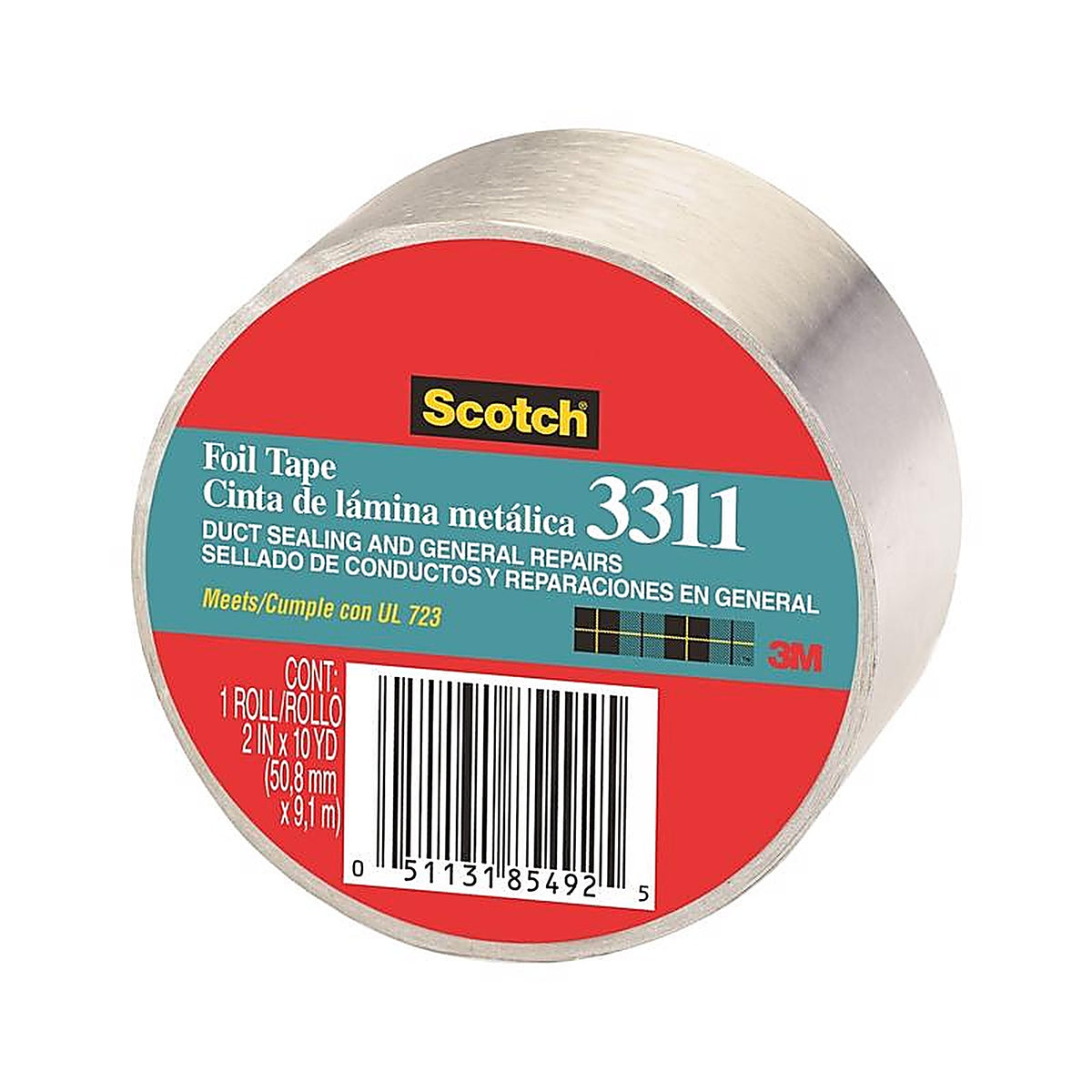 3M - 3311-10A - Scotch 2 In. W X 10 Yd L Silver Foil Tape