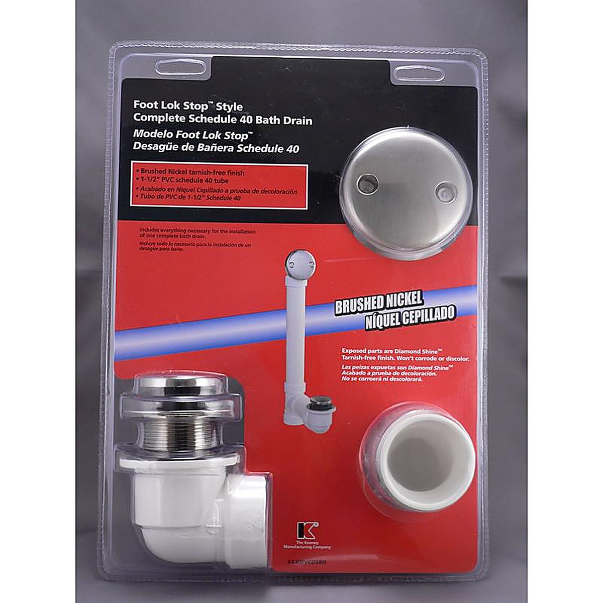 Keeney - 630PDSBN - Foot Lok Stop 1-1/2 In. D Brushed Plastic Bath Drain