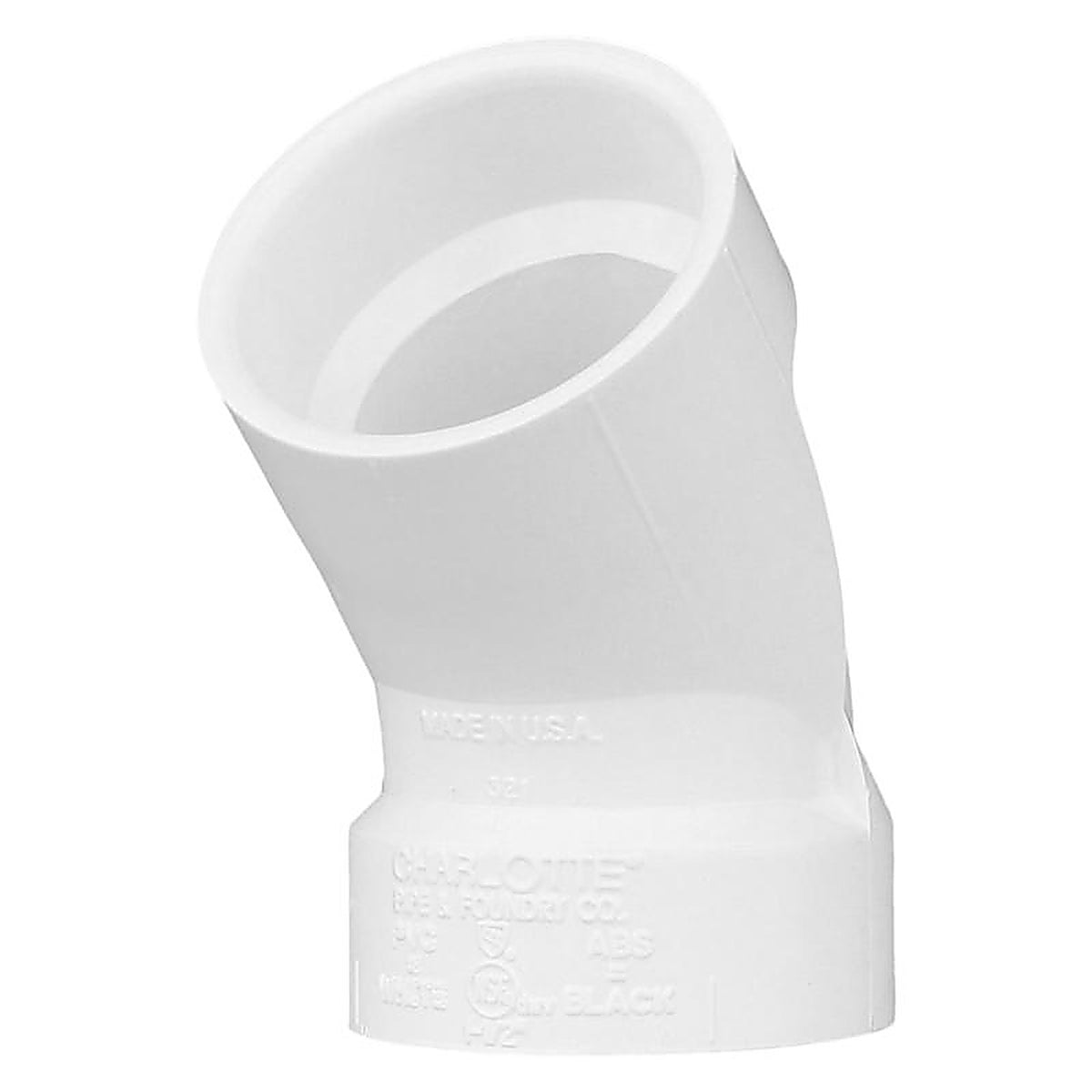 Charlotte Pipe PVC003210800 Schedule 40 1-1/2 in. Hub x 1-1/2 in. Dia. Hub PVC 45 Degree Elbow