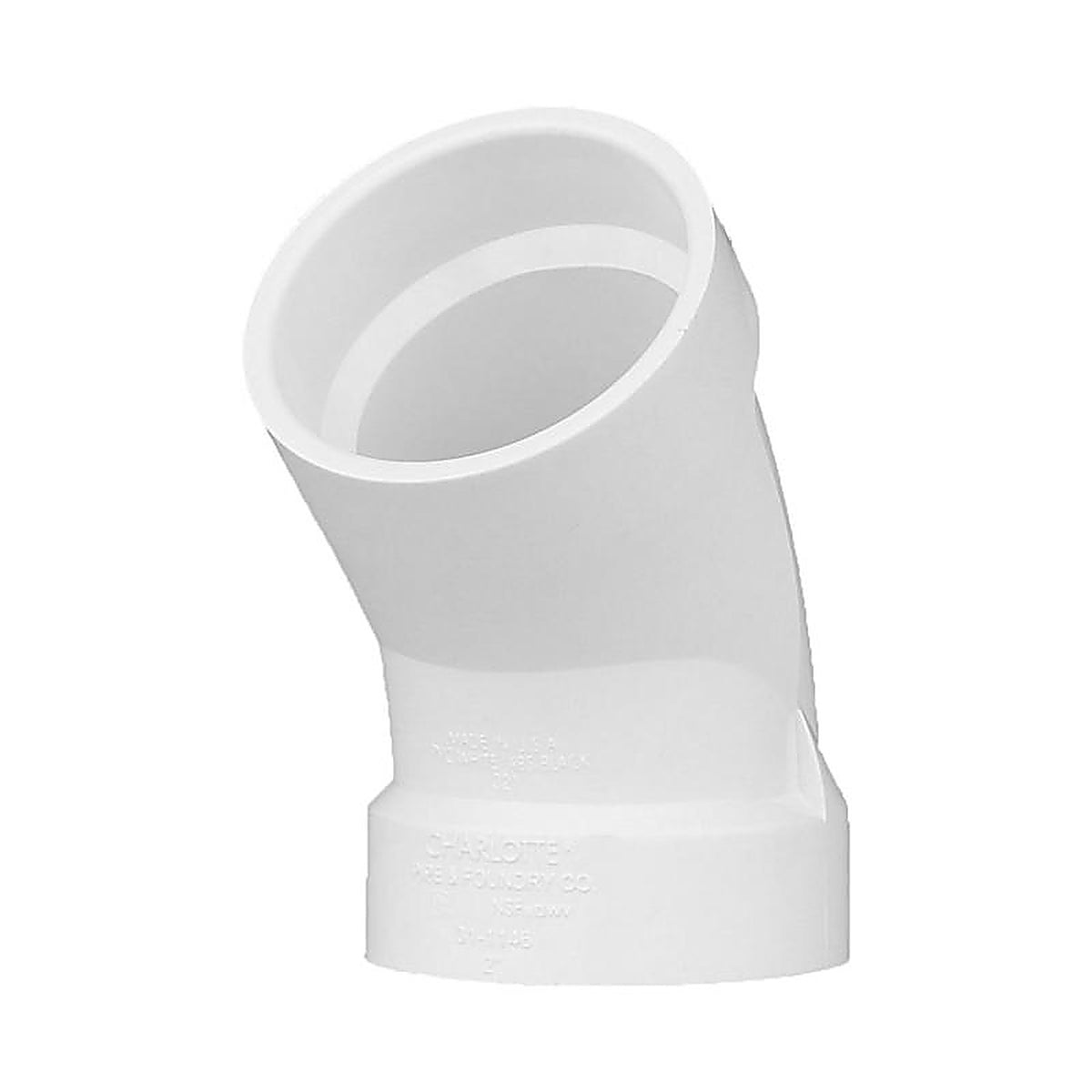 Charlotte Pipe PVC003211000 Schedule 40 2 in. Hub x 2 in. Dia. Hub PVC 45 Degree Elbow