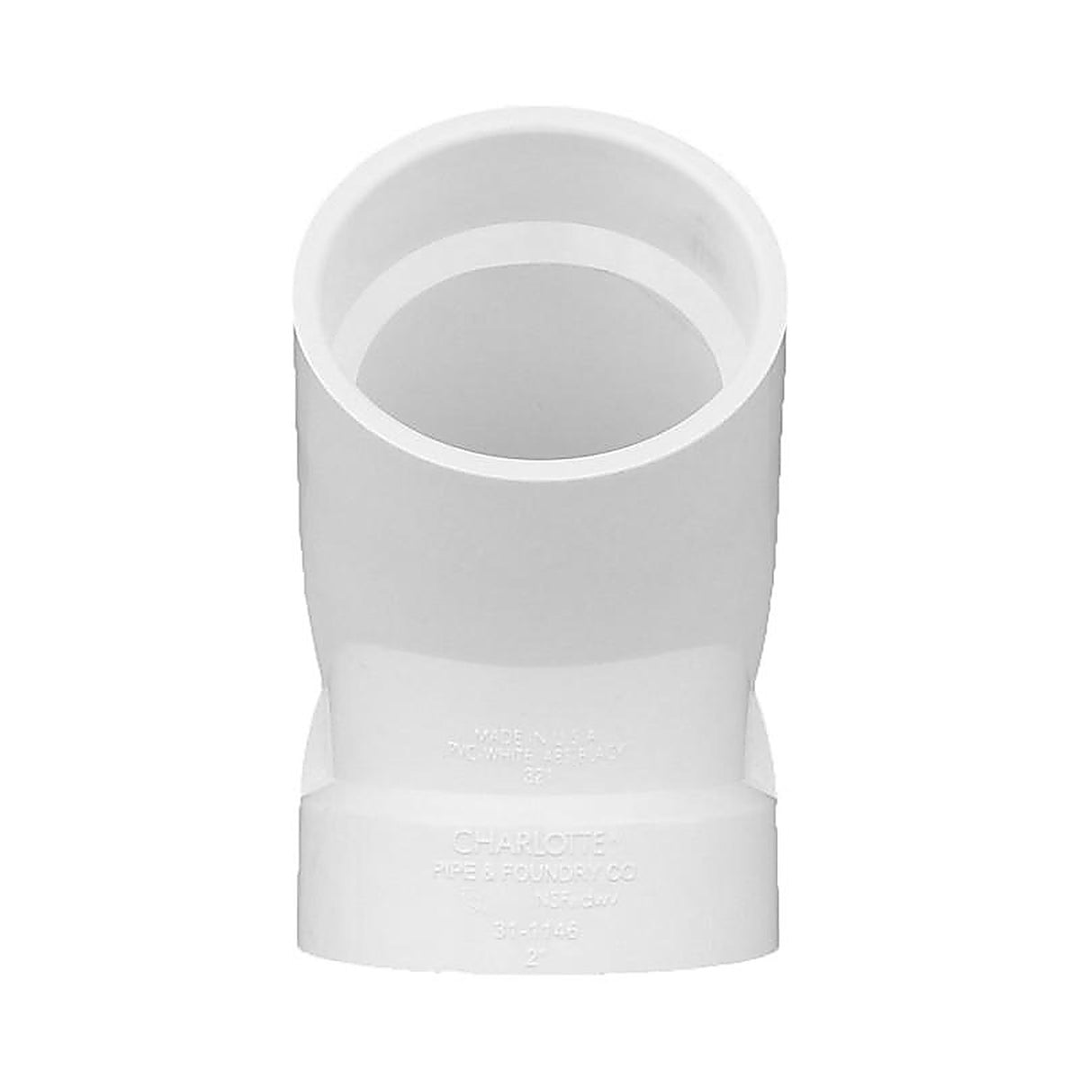 Charlotte Pipe PVC003211000 Schedule 40 2 in. Hub x 2 in. Dia. Hub PVC 45 Degree Elbow