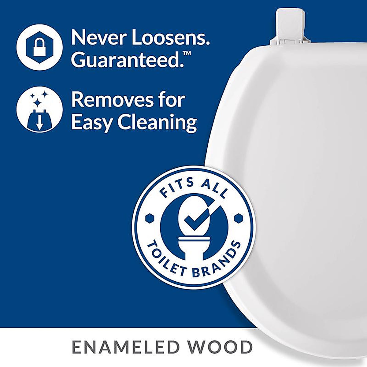 Bemis 25EC-000 Mayfair Round White Molded Wood Toilet Seat