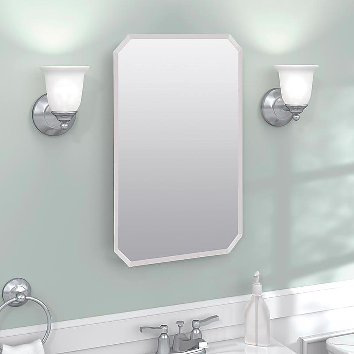 Zenna Home - M182 - 24 In. H X 16 In. W X 4-1/2 In. D Octagon Medicine Cabinet/Mirror