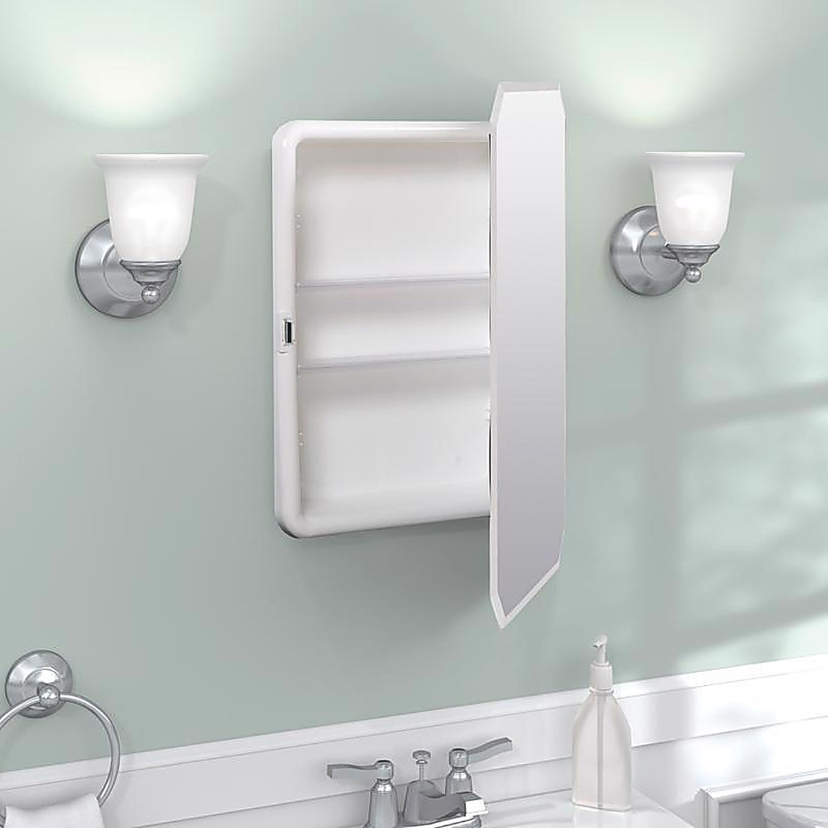 Zenna Home - M182 - 24 In. H X 16 In. W X 4-1/2 In. D Octagon Medicine Cabinet/Mirror