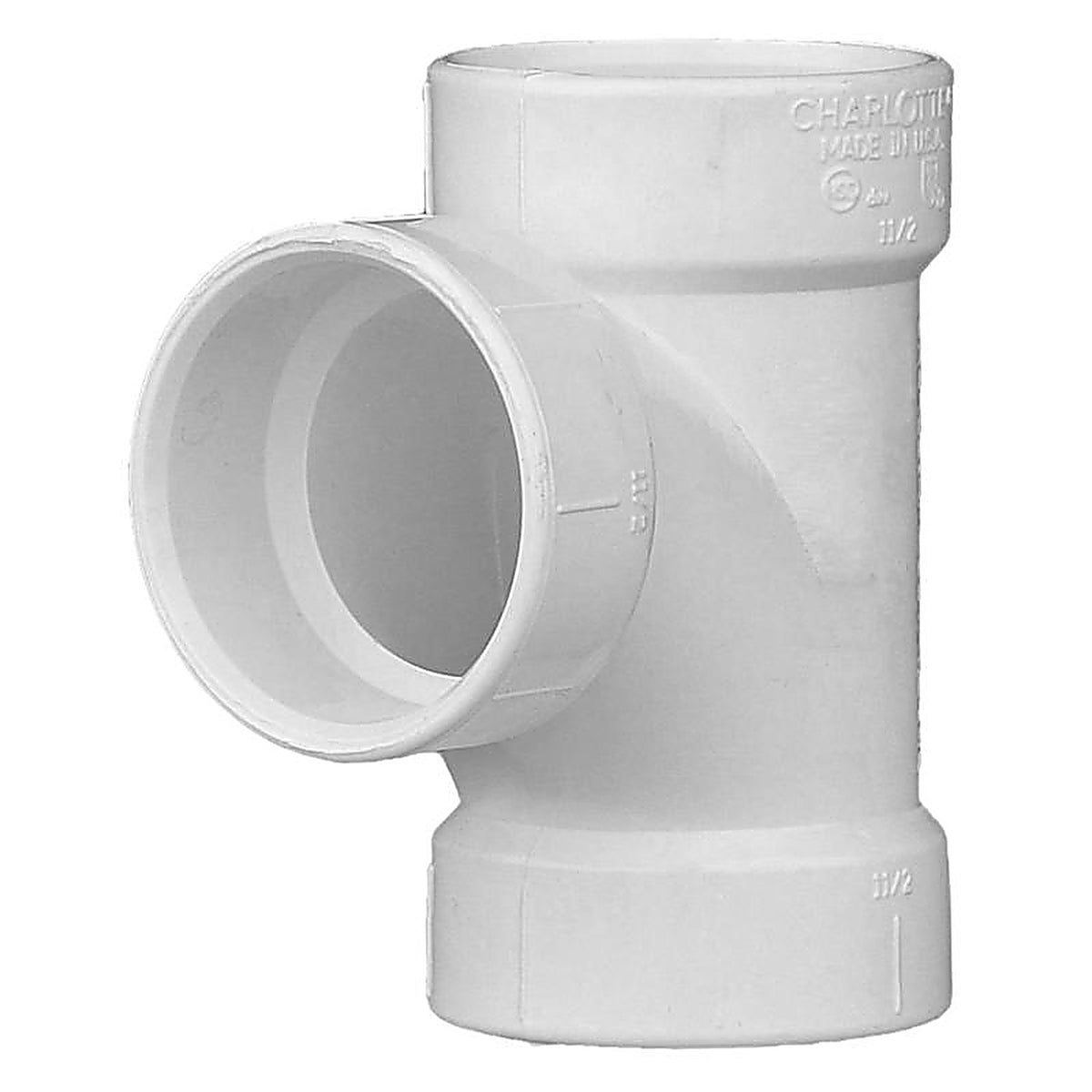 Charlotte Pipe PVC004000800 Schedule 40 1-1/2 in. Hub x 1-1/2 in. Dia. Hub PVC Sanitary Tee