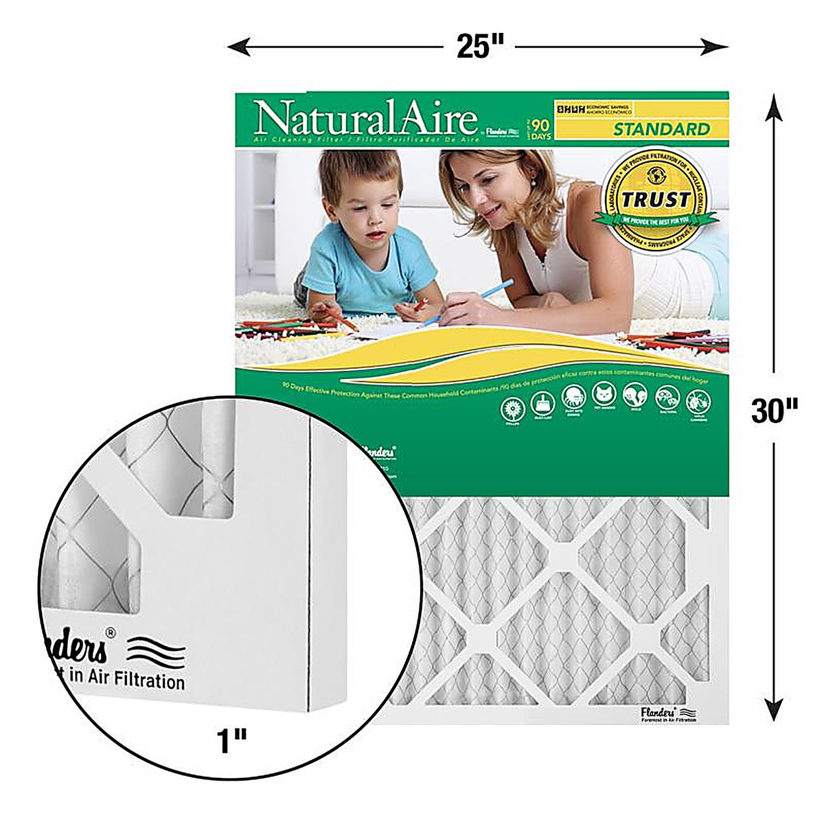 NaturalAire - 84858.012530 - 25 In. W X 30 In. H X 1 In. Synthetic 8 MERV Pleated Air Filter 1 Pack
