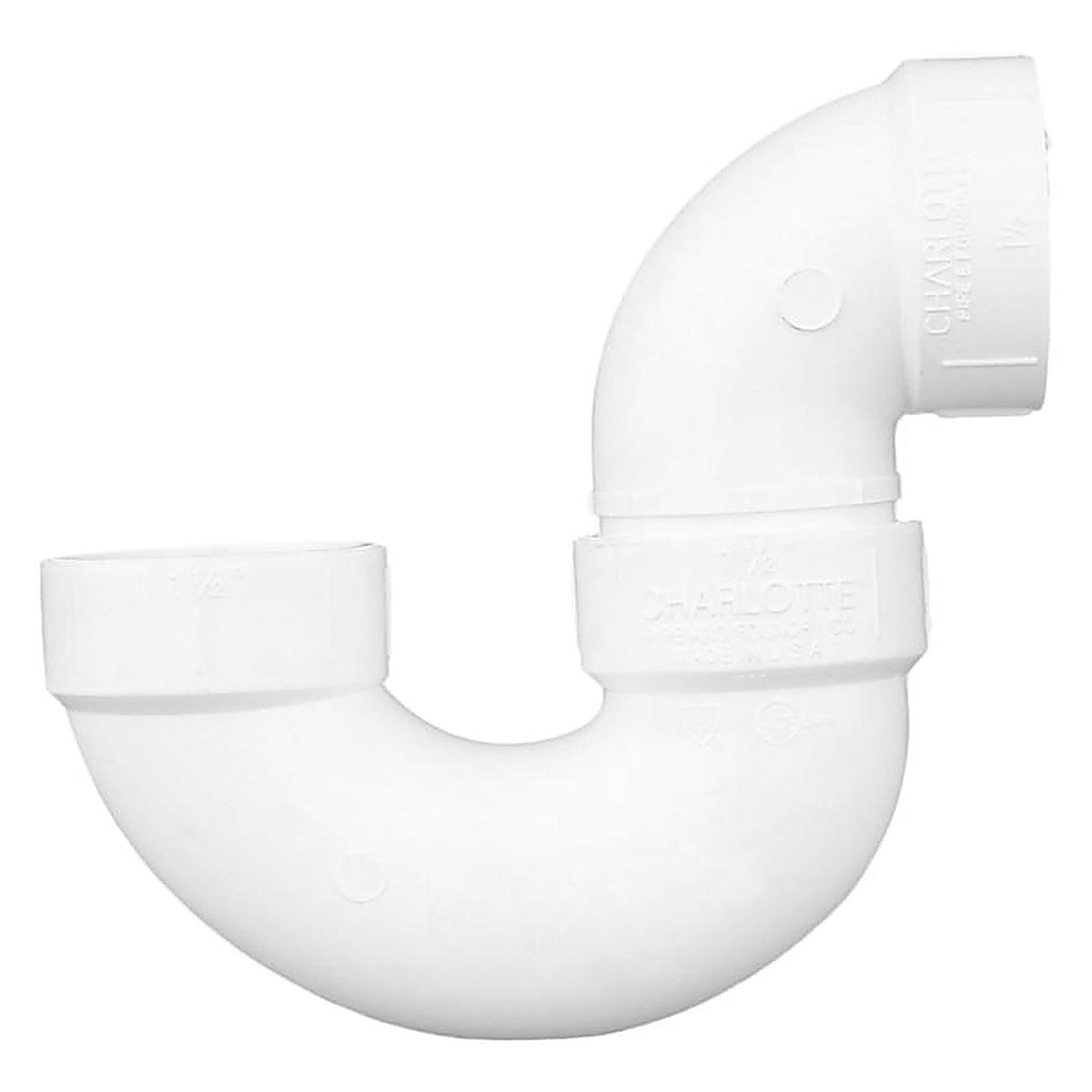 Charlotte Pipe PVC00706X0600 Schedule 40 1-1/2 in. Hub x 1-1/2 in. Dia. Hub PVC P-Trap