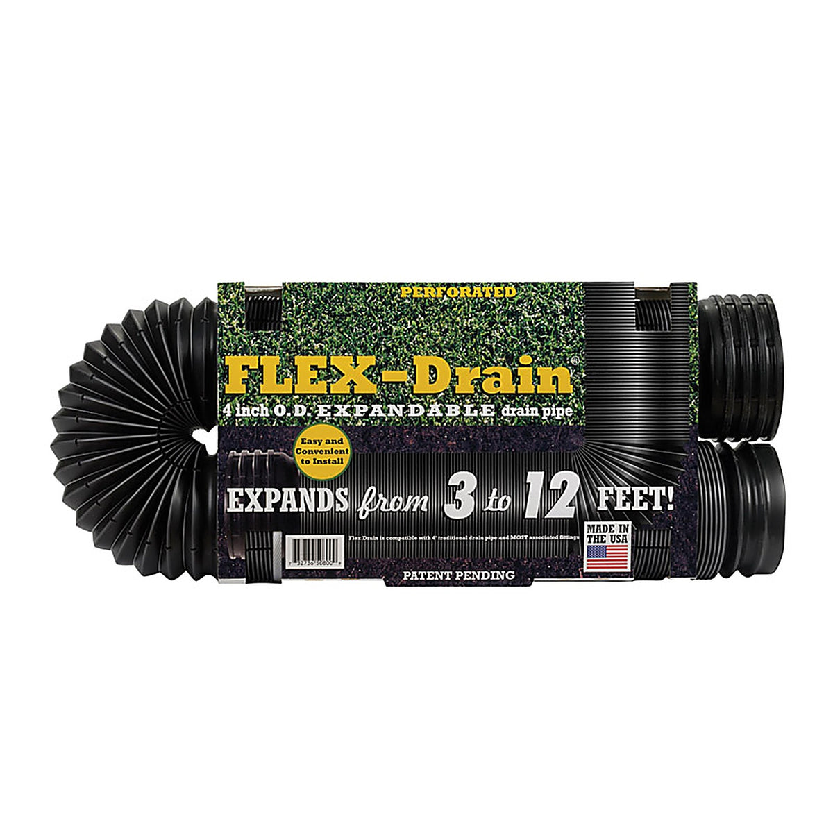 Flex-Drain - 51910 - 4 In. D X 12 Ft. L Polypropylene Perforated Drain Pipe