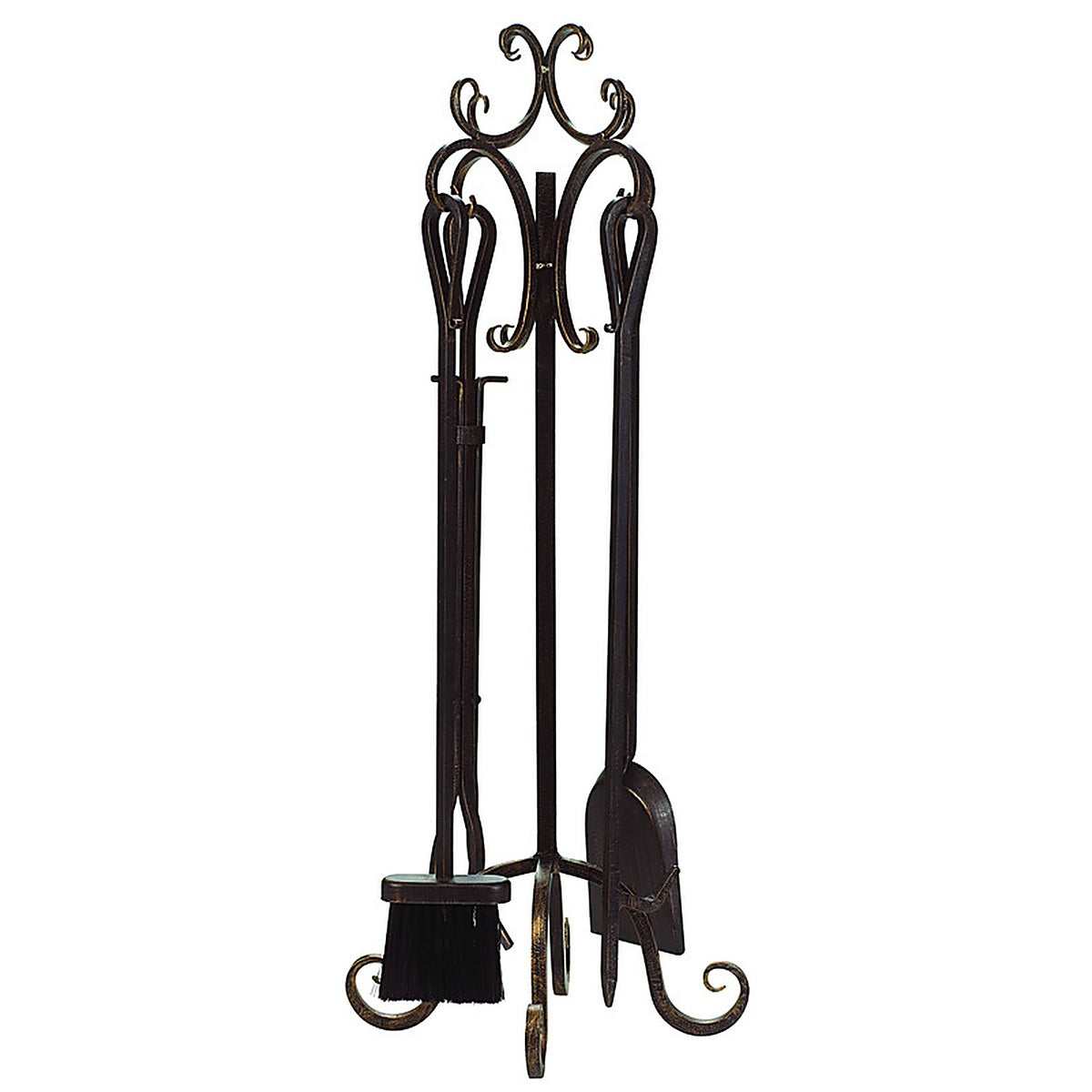 Panacea 15916 Brown Brushed Steel Fireplace Tool Set