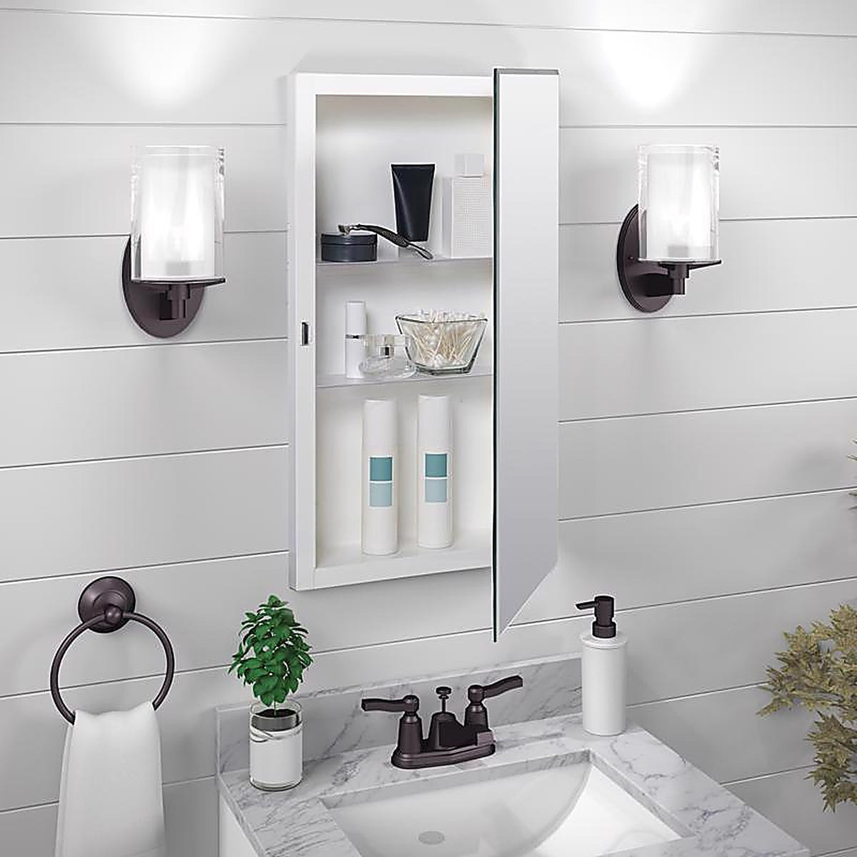 Zenna Home - MM1027 - 26 In. H X 16 In. W X 4-1/2 In. D Rectangle Medicine Cabinet/Mirror