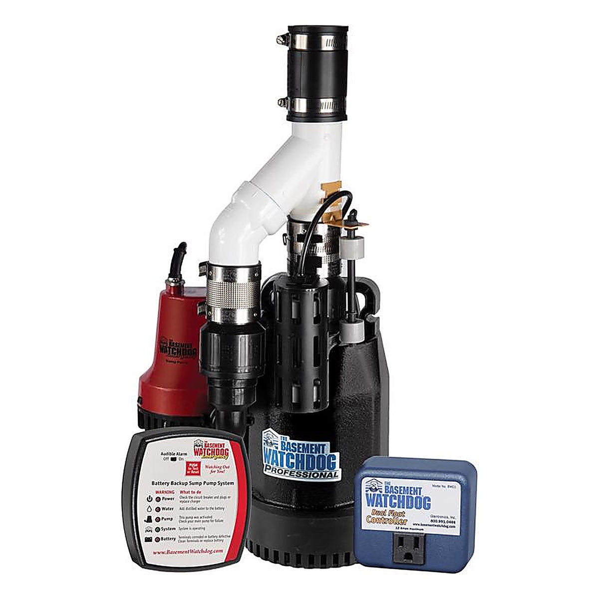 The Basement Watchdog - CITE-33 - 1/3 HP 3,720 GPH Cast Iron Dual Reed Switch AC Backup Sump Pump 10 Ft
