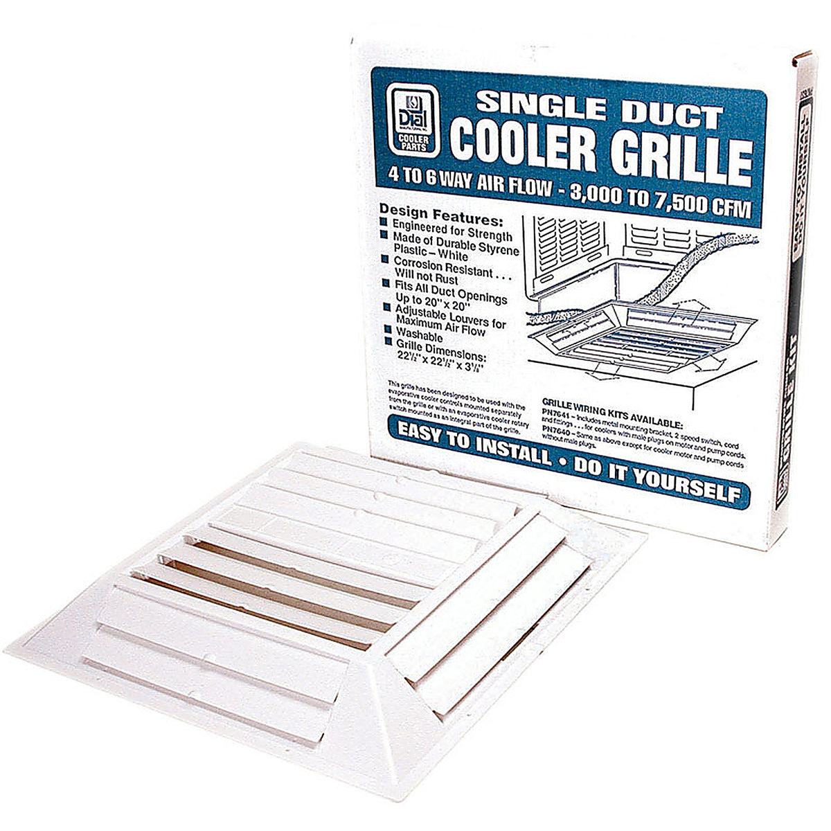 Dial 7637 3-1/2 in. H x 22 in. W 6-Way White Plastic Air Diffuser Grille