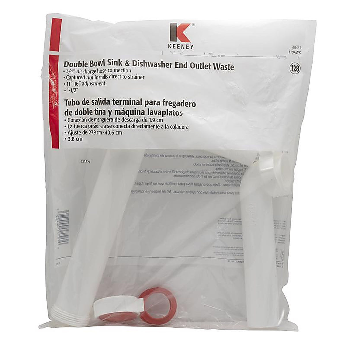 Keeney - 119AWK - 1-1/2 In. D X 16 In. L Plastic Waste Arm