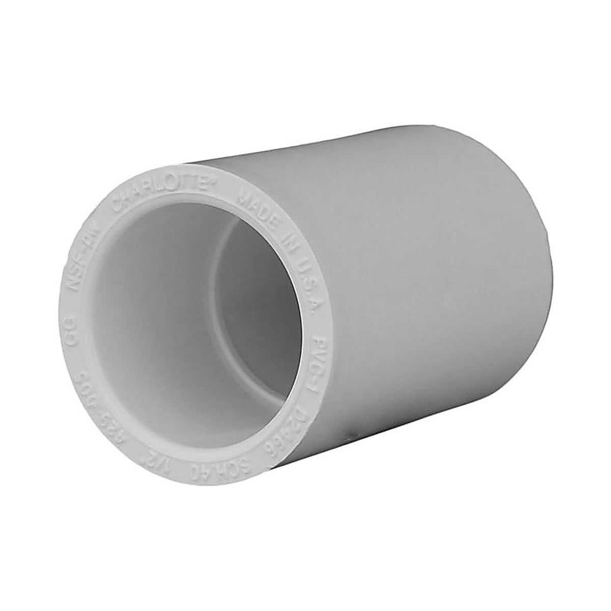 Charlotte Pipe PVC021000600 Schedule 40 1/2 in. Slip x 1/2 in. Dia. Slip PVC Coupling