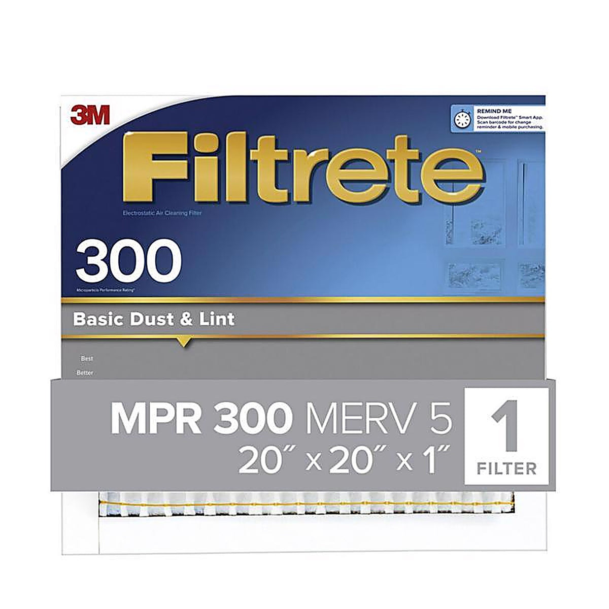 3M 302-4 Filtrete 20 in. W X 20 in. H X 1 in. D 5 MERV Pleated Filter Dust 1 pk