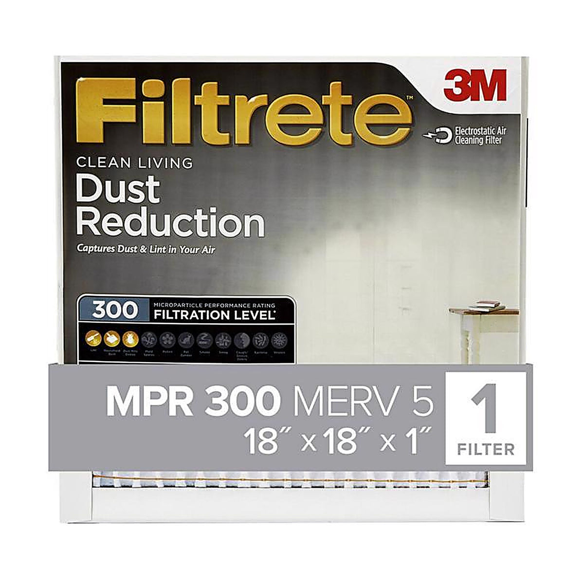 Filtrete - 317-4 - 18 In. W X 18 In. H X 1 In. 300 Mpr Pleated Filter Dust 1 Pack