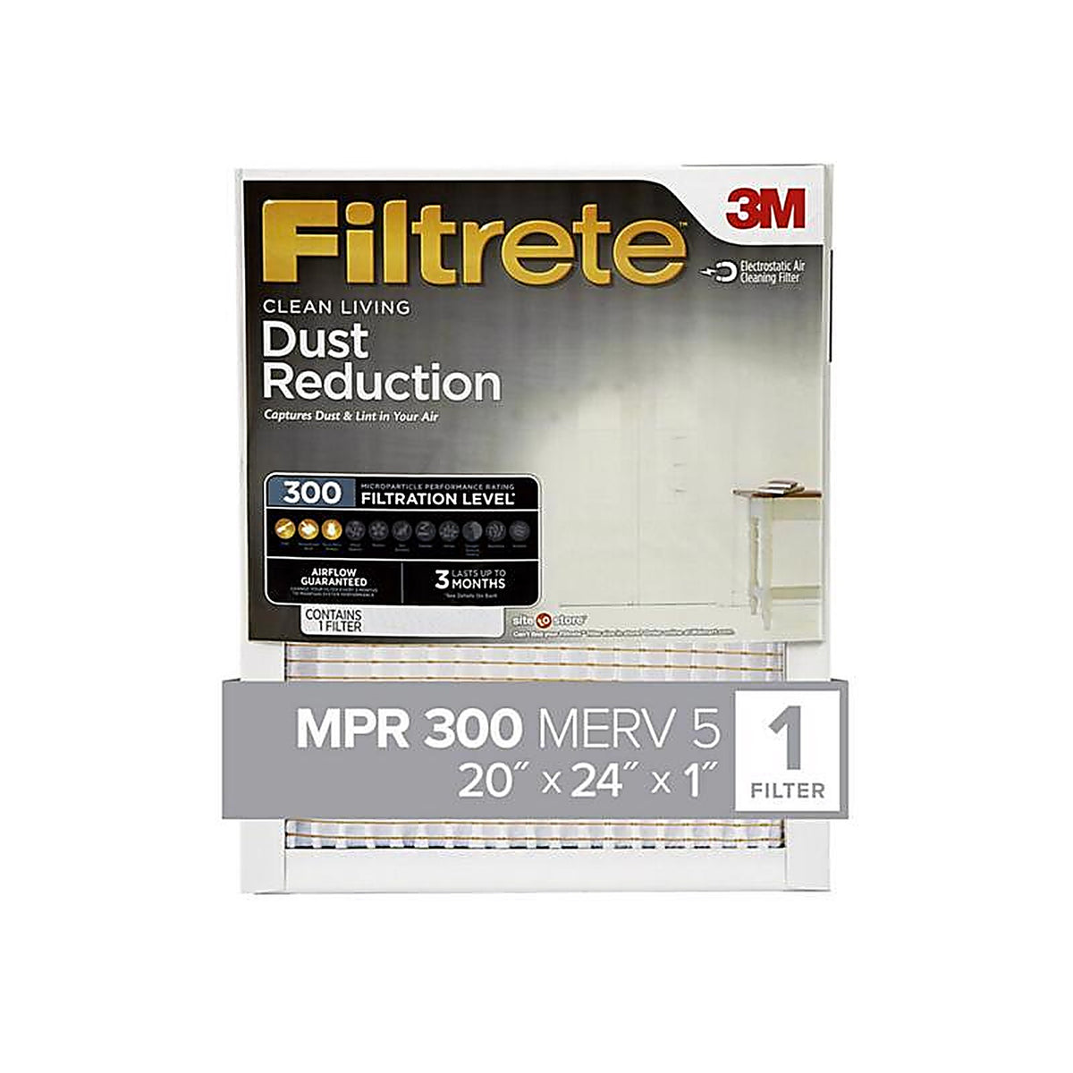 Filtrete - 326-4 - 20 In. W X 24 In. H X 1 In. 300 Mpr Pleated Filter Dust 1 Pack