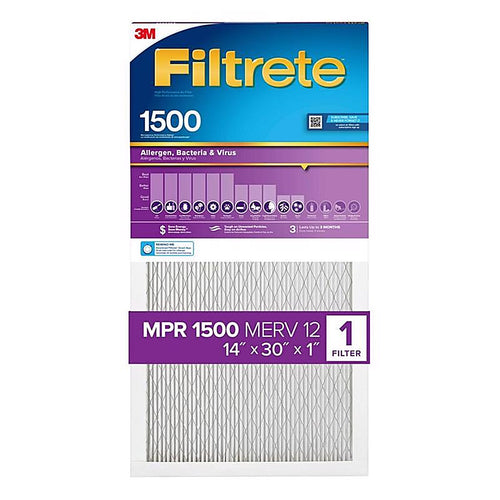 3M 2024DC-4 Filtrete 14 in. W X 30 in. H X 1 in. D Synthetic 12 MERV Pleated Ultra Allergen Filter 1 pk