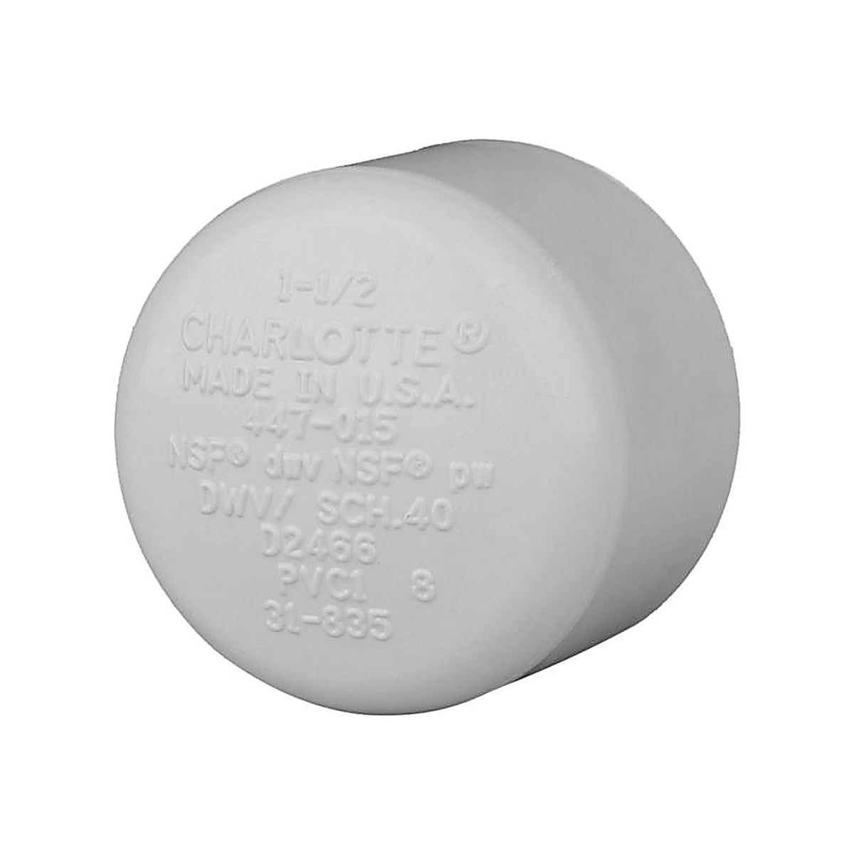 Charlotte Pipe PVC021161400 Schedule 40 1-1/2 in. Slip PVC Cap