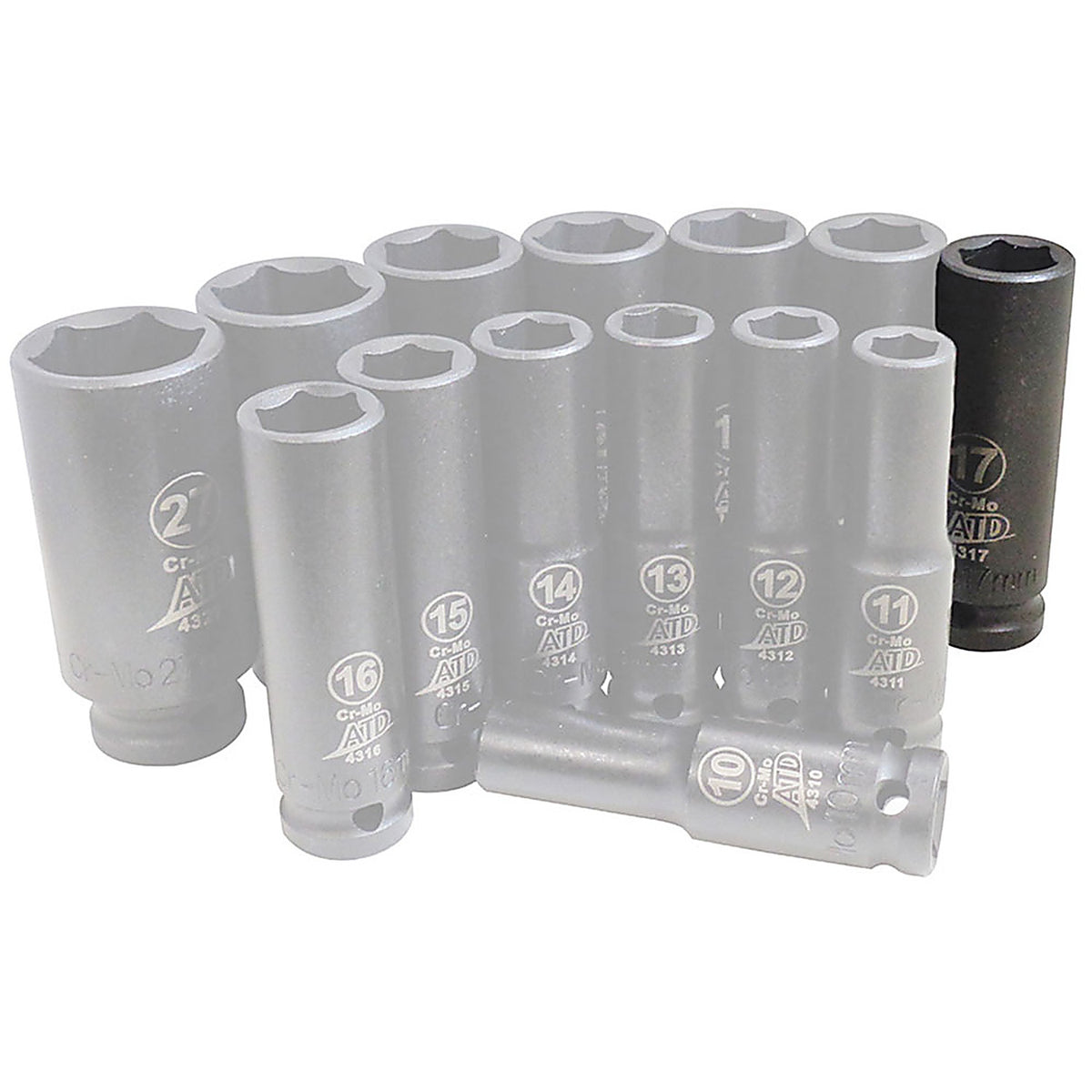 ATD - 4317 - 1/2 Inch Drive 6-Point Deep Metric Impact Socket - 17 mm
