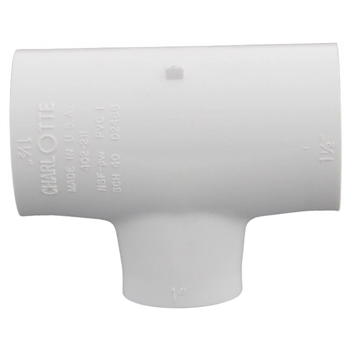 Charlotte Pipe PVC024014500 Schedule 40 1-1/2 in. Slip x 1-1/2 in. Dia. Slip PVC Reducing Tee