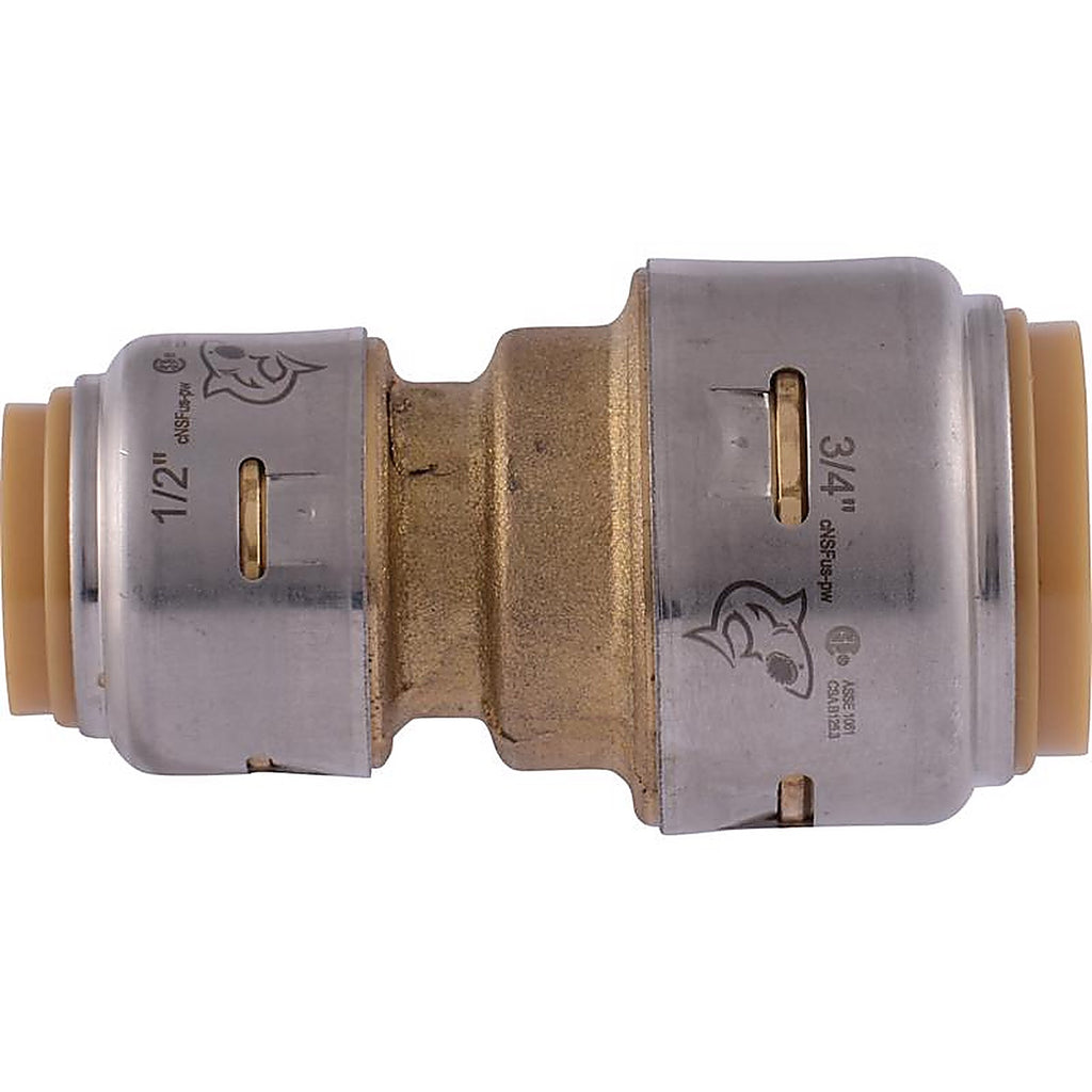 SharkBite U058LFA 3/4 in. Push x 1/2 in. Dia. Push Brass Reducing Coupling