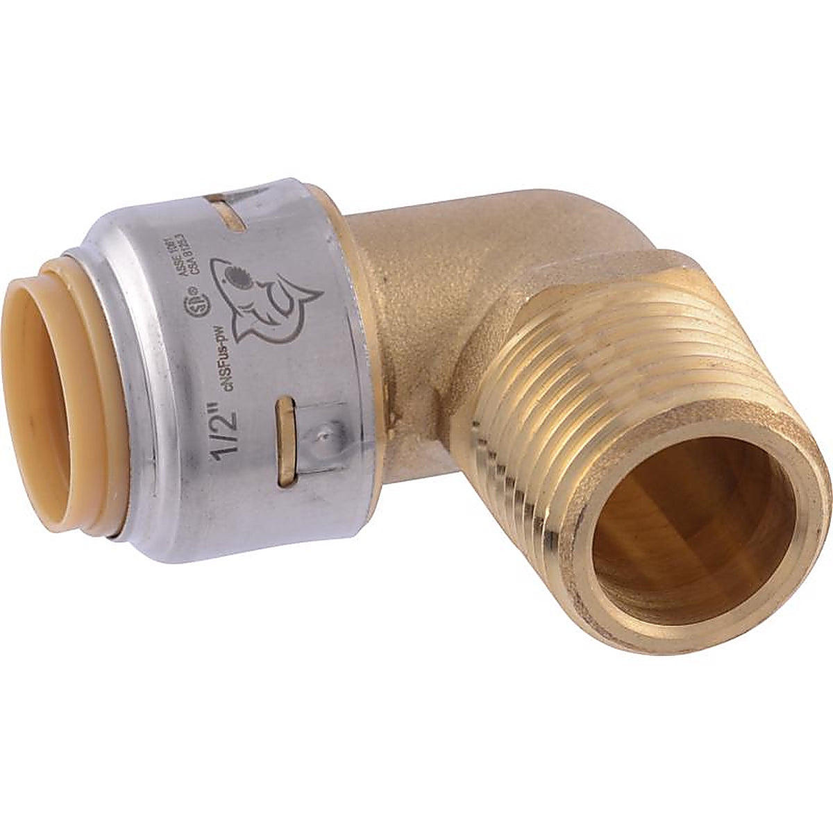 SharkBite U280LFA 1/2 in. Push x 1/2 in. Dia. MPT Brass Elbow