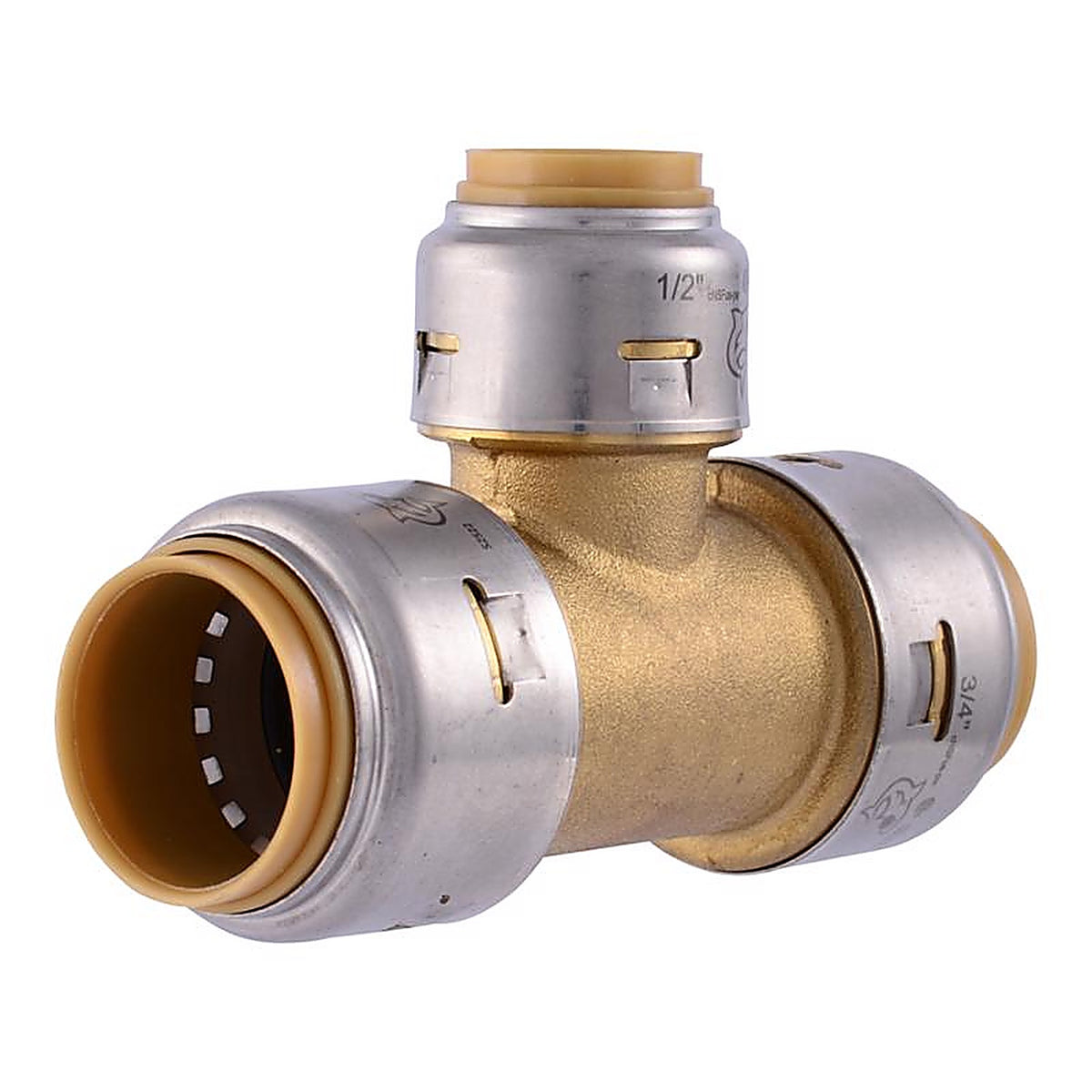 SharkBite U412LFA 3/4 in. Push x 3/4 in. Dia. Push Brass Reducing Tee