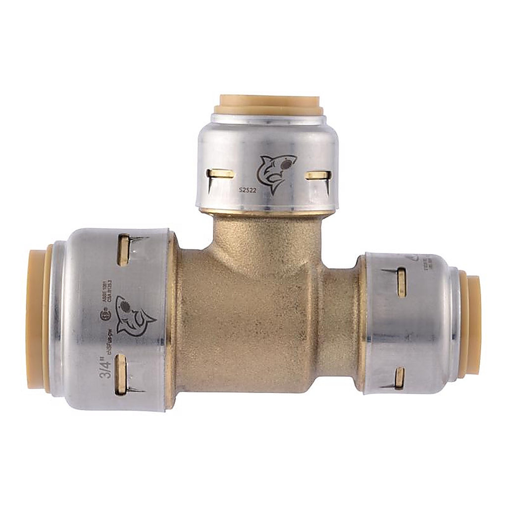 SharkBite U454LFA Push to Connect 3/4 in. Push x 1/2 in. Dia. Push Brass Reducing Tee