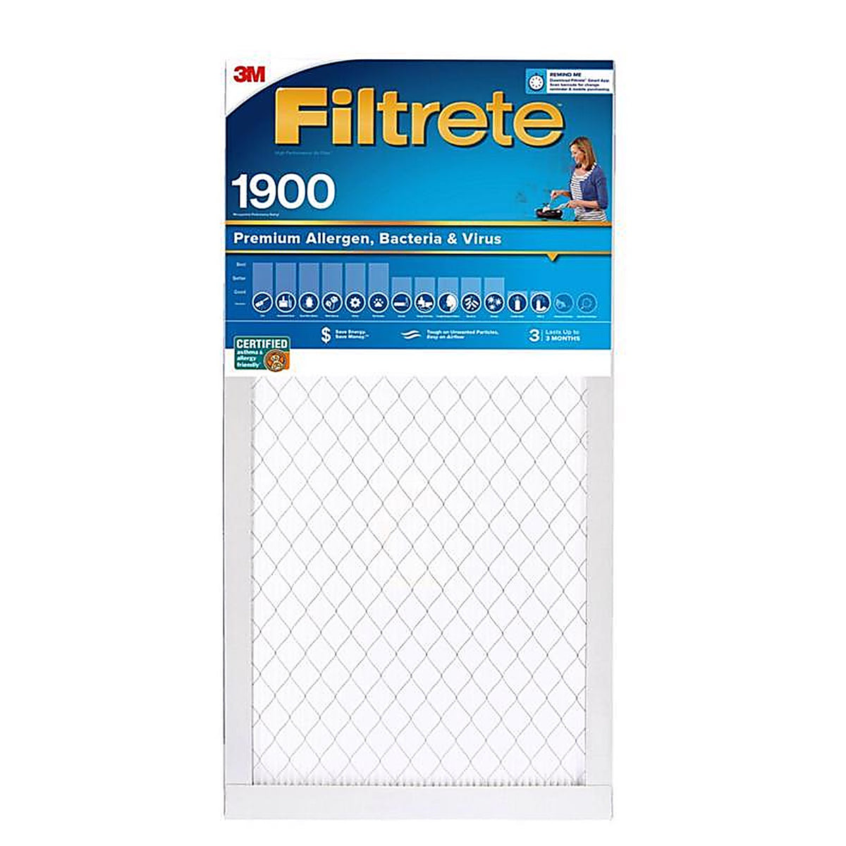 3M UA01-4 Filtrete 16 in. W X 25 in. H X 1 in. D Fiberglass 13 MERV Pleated Allergen Air Filter 1 pk