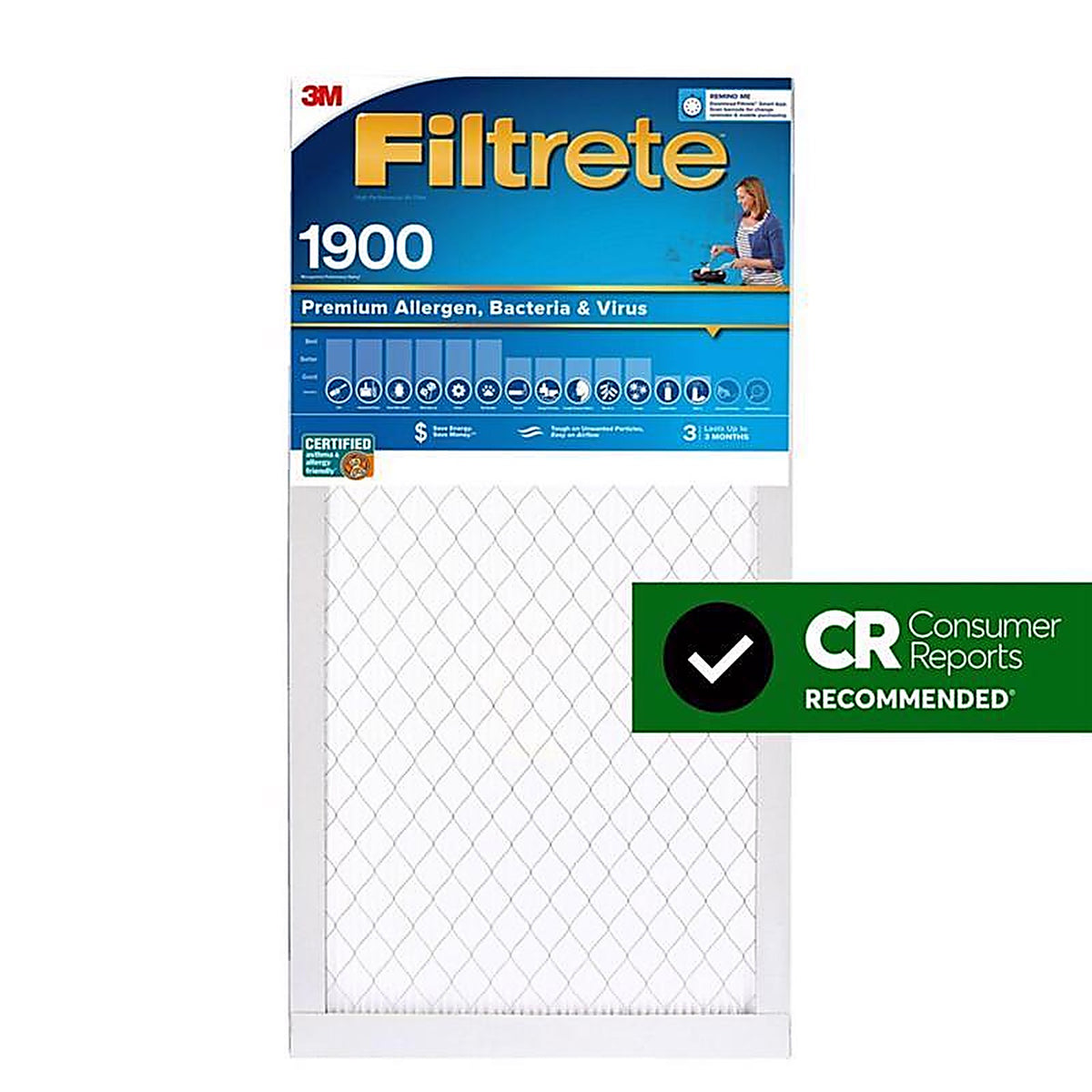 3M UA05-4 Filtrete 14 in. W X 20 in. H X 1 in. D Fiberglass 13 MERV Pleated Allergen Air Filter 1 pk