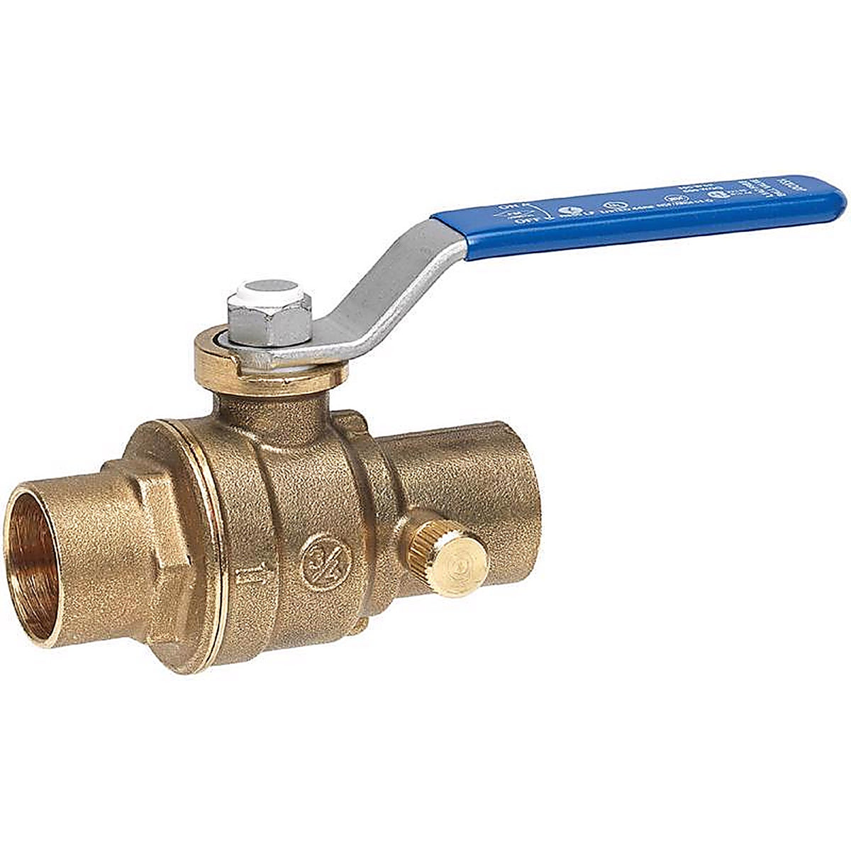 Homewerks 119-4-34 3/4 in. Brass Sweat Ball Valve with Drain Full Port