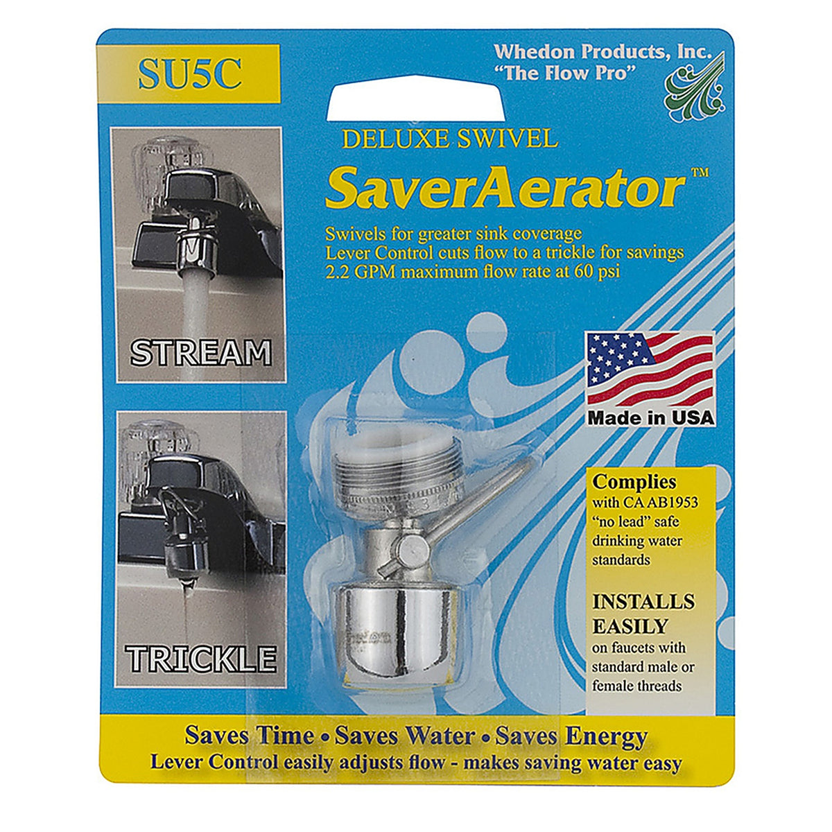 Whedon - SU5C - Saveraerator Dual Thread 15/16 In.-27m X 55/64 In.-27f Chrome Plated Swivel Aerator