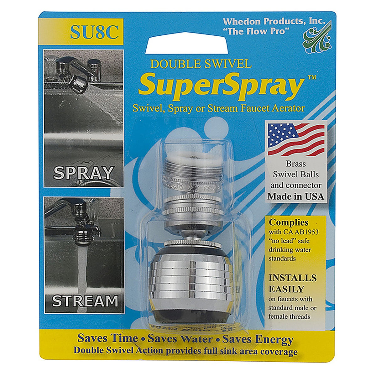 Whedon - SU8C - Super Spray Dual Thread 15/16 In.- 27M X 55/64 In.-27f Chrome Swivel Sprayrator