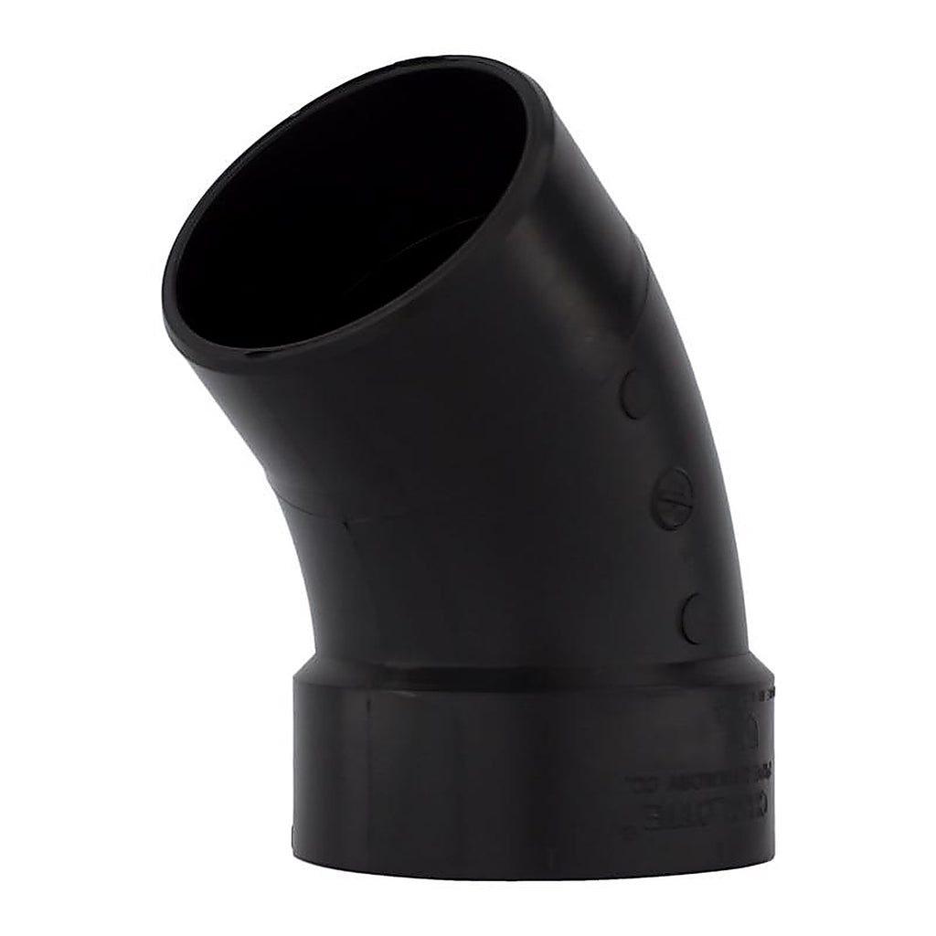 Charlotte Pipe ABS003231200 4 in. Hub x 4 in. Dia. Spigot ABS 45 Degree Elbow