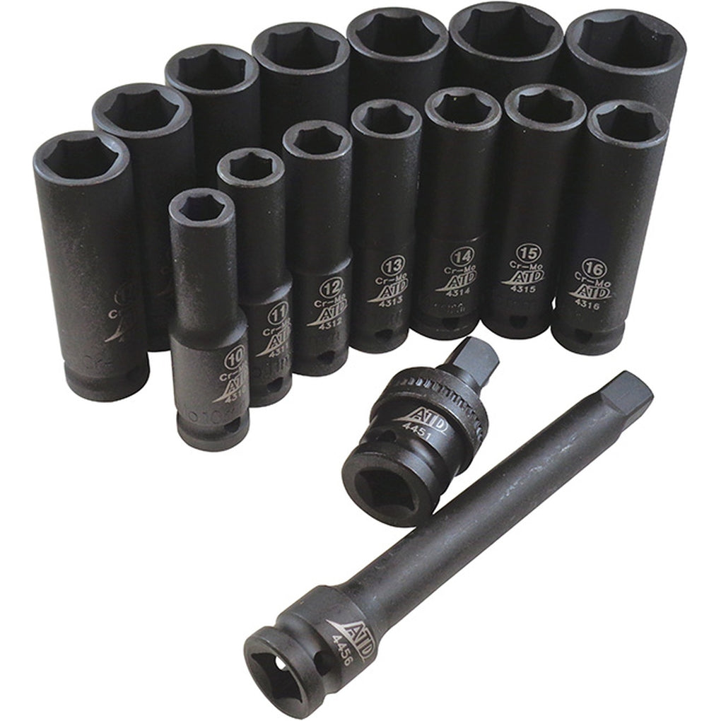ATD 4350 Deep Metric Impact Socket Set, 16 pc.