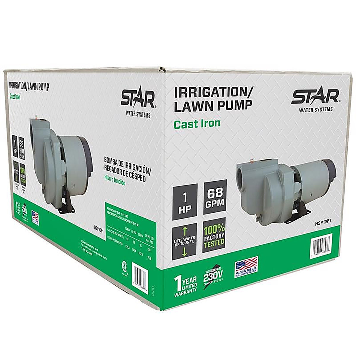 Star Water Systems - HSP10P1 - 1 HP 3780 GPH Cast Iron Sprinkler Pump