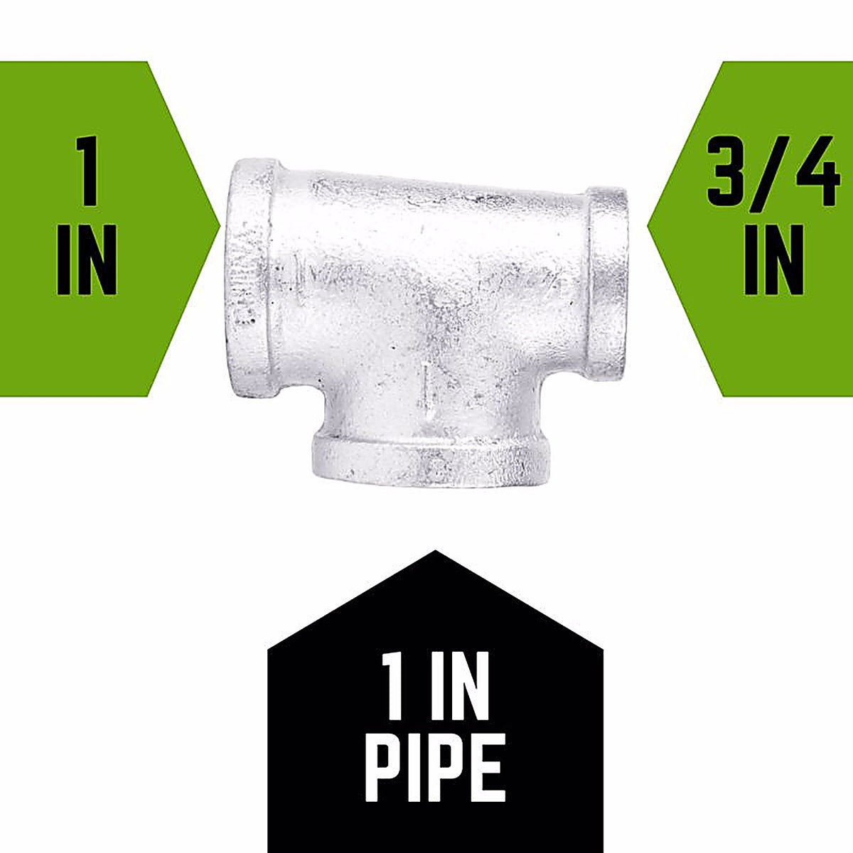 STZ - 501886 - Industries 1 In. Fip Each X 3/4 In. D Fip 1 In. D Fip Galvanized Malleable Iron Reducing Tee