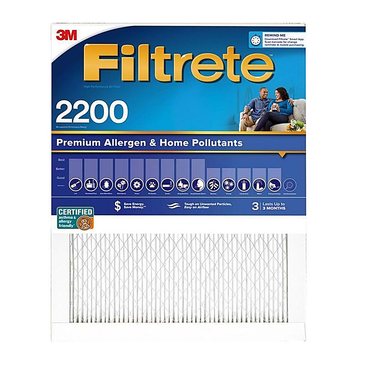 3M EA00-4 Filtrete 16 in. W X 20 in. H X 1 in. D Fiberglass 13 MERV Pleated Allergen Air Filter 1 pk