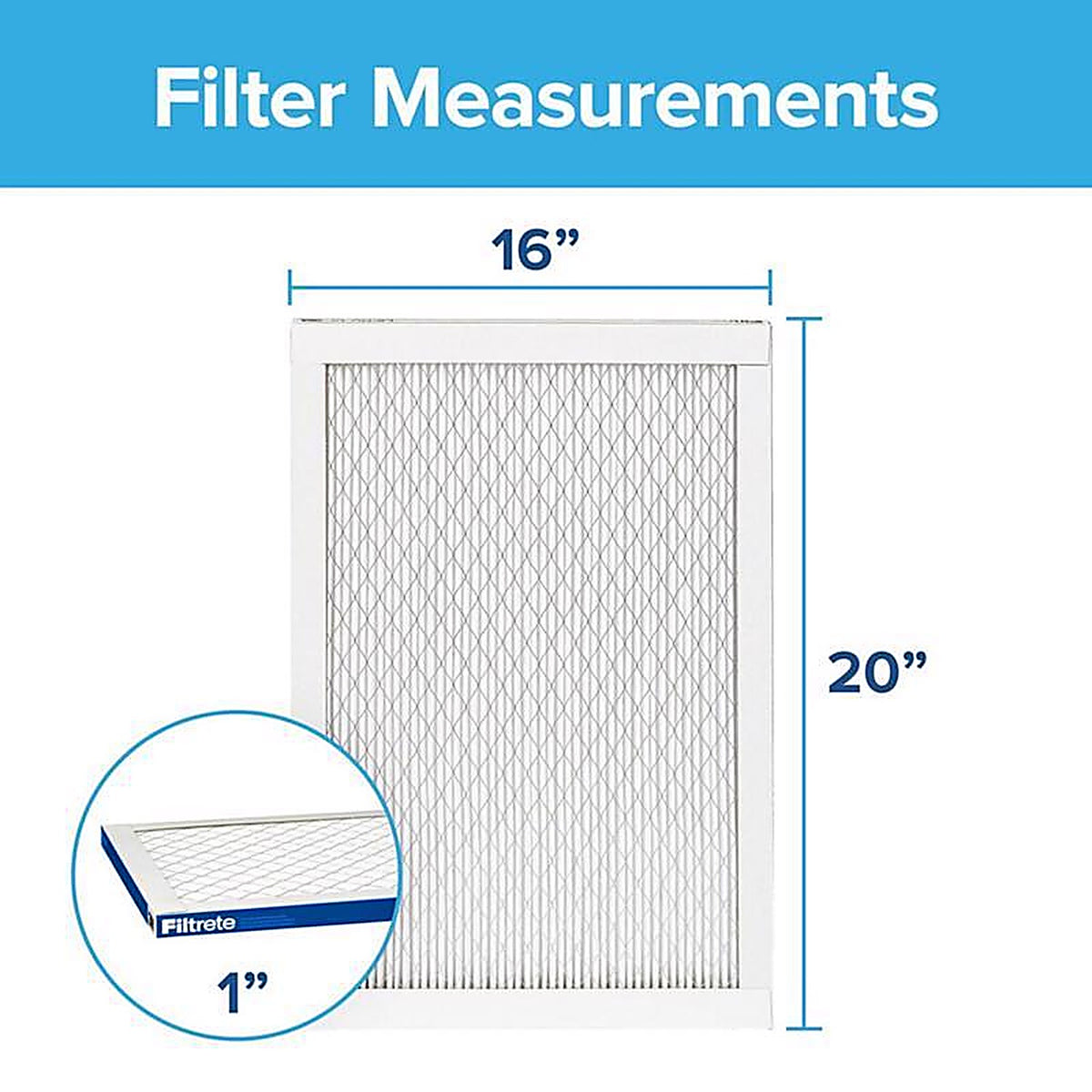 3M EA00-4 Filtrete 16 in. W X 20 in. H X 1 in. D Fiberglass 13 MERV Pleated Allergen Air Filter 1 pk