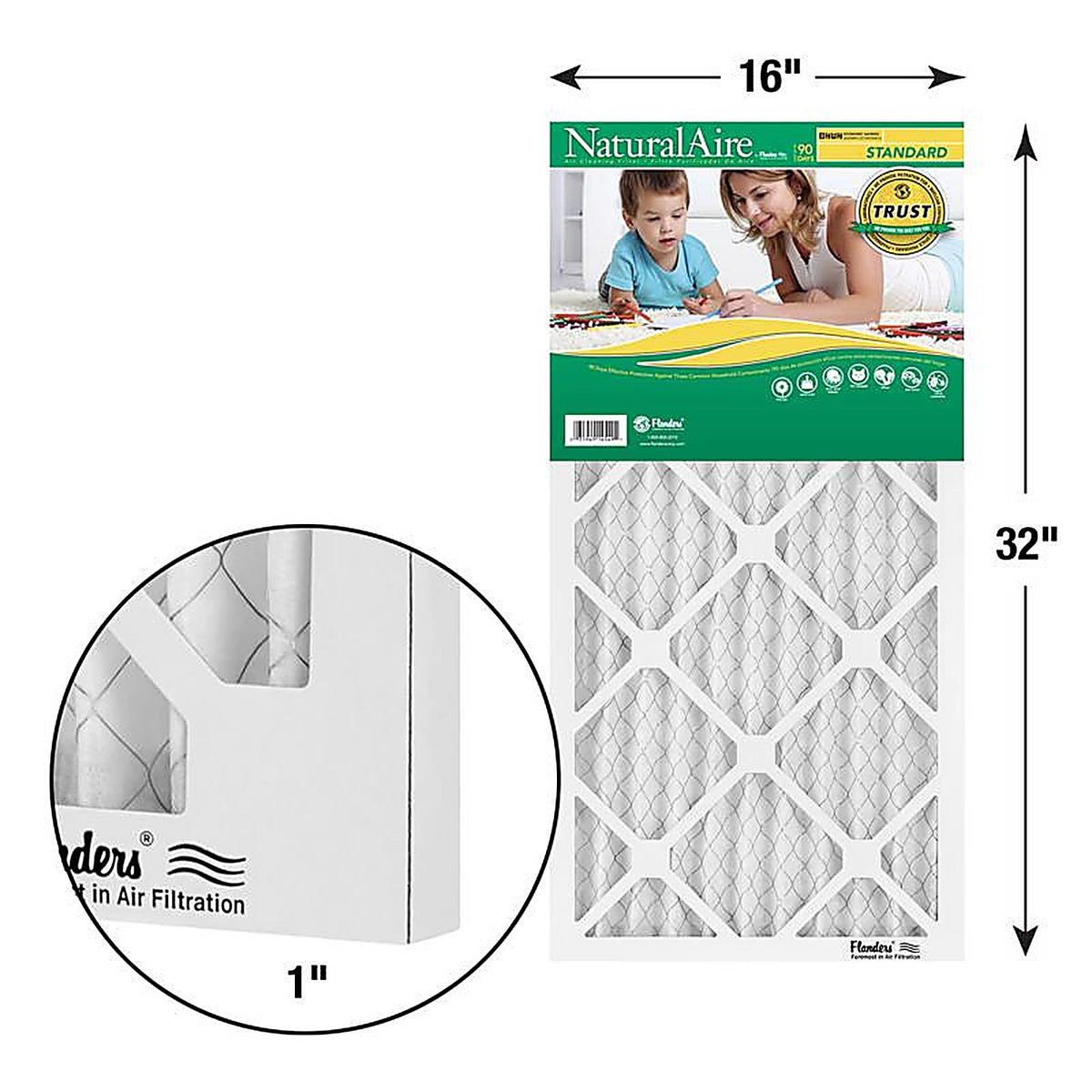 NaturalAire - 84858.011632 - 16 In. W X 32 In. H X 1 In. Synthetic 8 MERV Pleated Air Filter 1 Pack