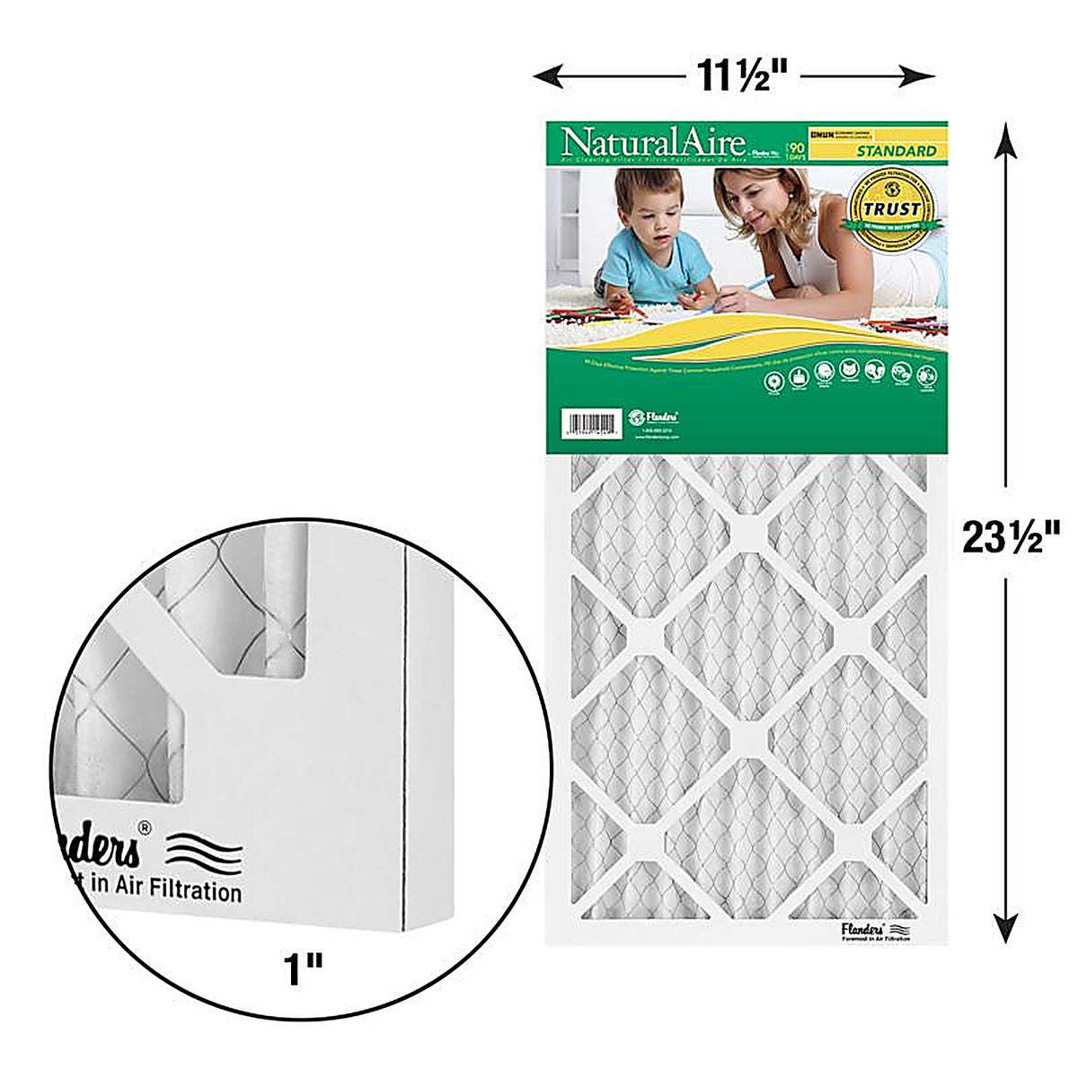 NaturalAire - 84858.01115235 - 12 In. W X 23.5 In. H X 1 In. Synthetic 8 MERV Pleated Air Filter 1 Pack