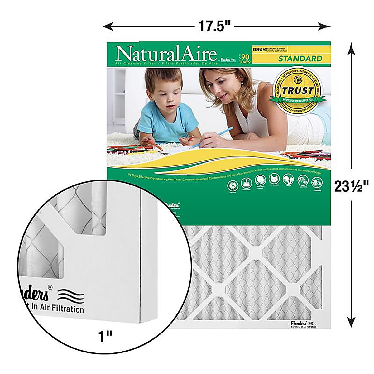NaturalAire - 84858.01175235 - 17-1/2 In. W X 23-1/2 In. H X 1 In. Synthetic 8 MERV Pleated Air Filter 1 Pack