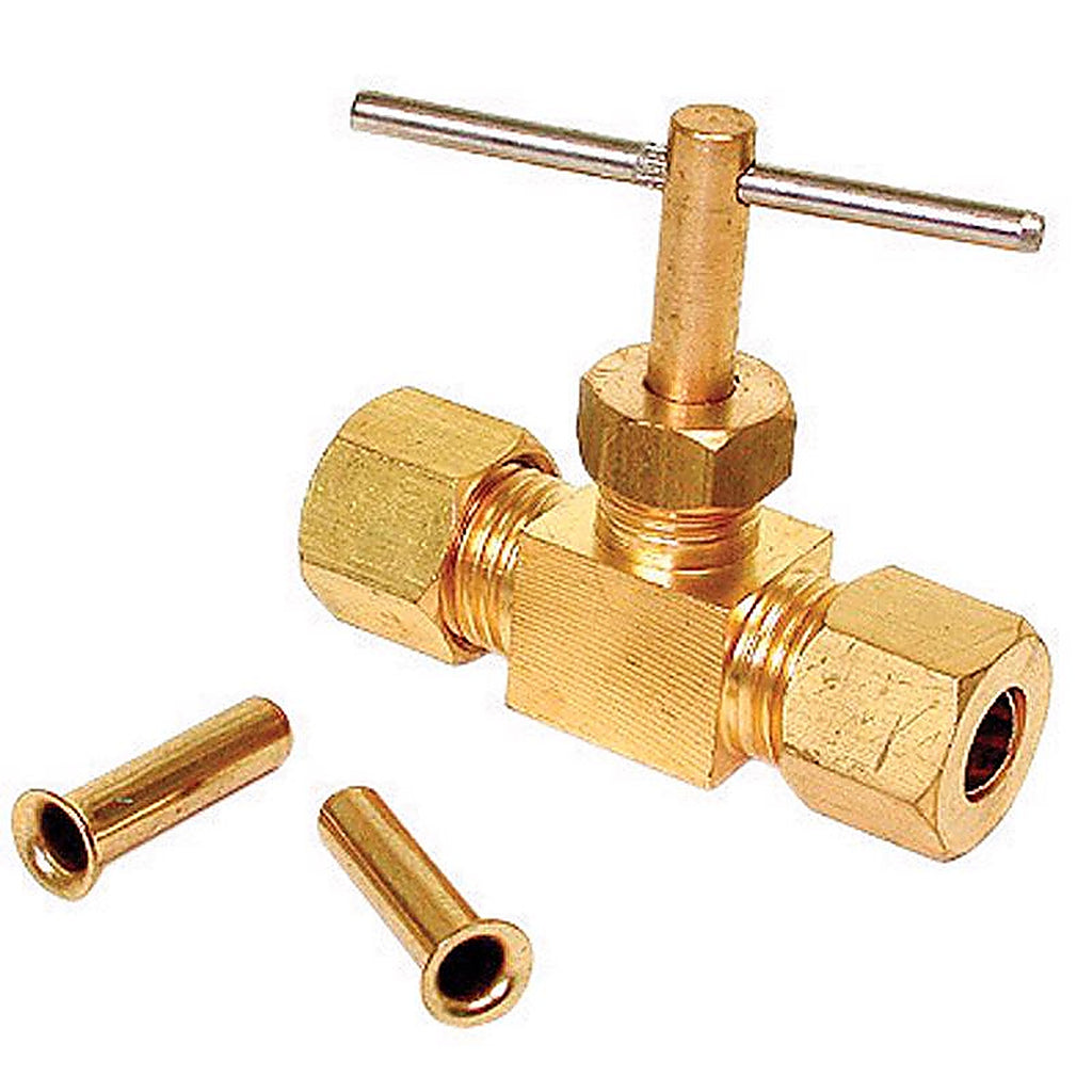 Dial 9406 1/4 in. H x 2-3/4 in. W Brass Tan Straight Needle Valve