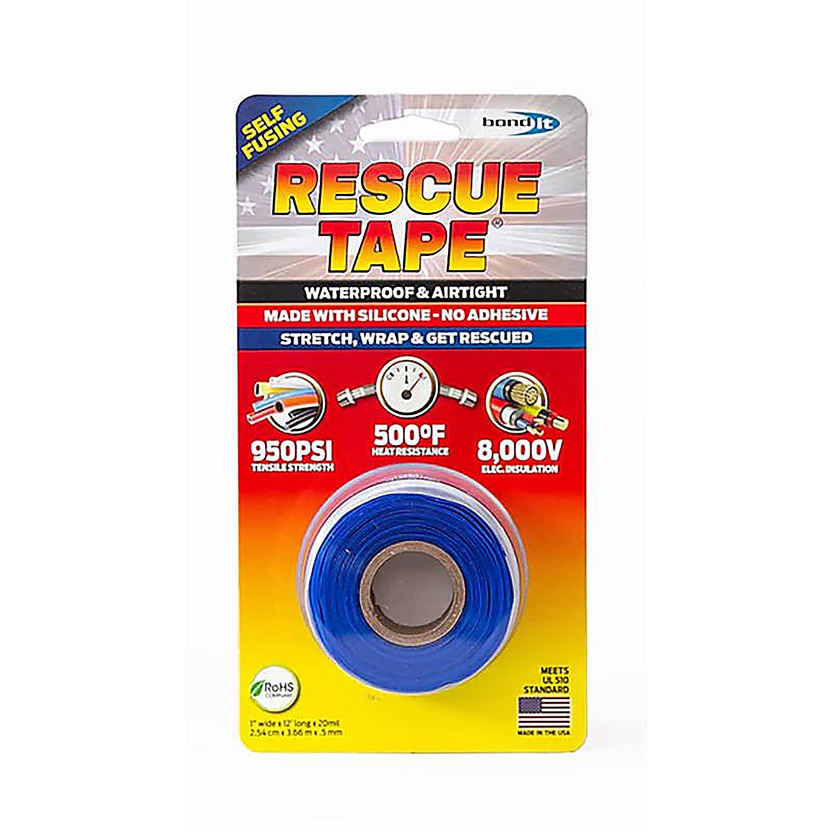 Rescue Tape - RT12012BBU - Blue 1 In. W X 12 Ft. L Silicone Tape