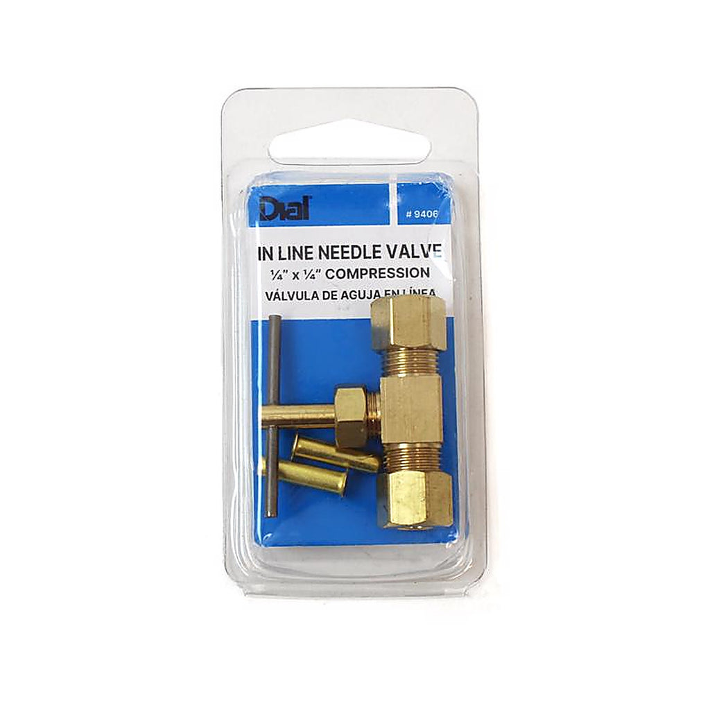 Dial 9406 1/4 in. H x 2-3/4 in. W Brass Tan Straight Needle Valve