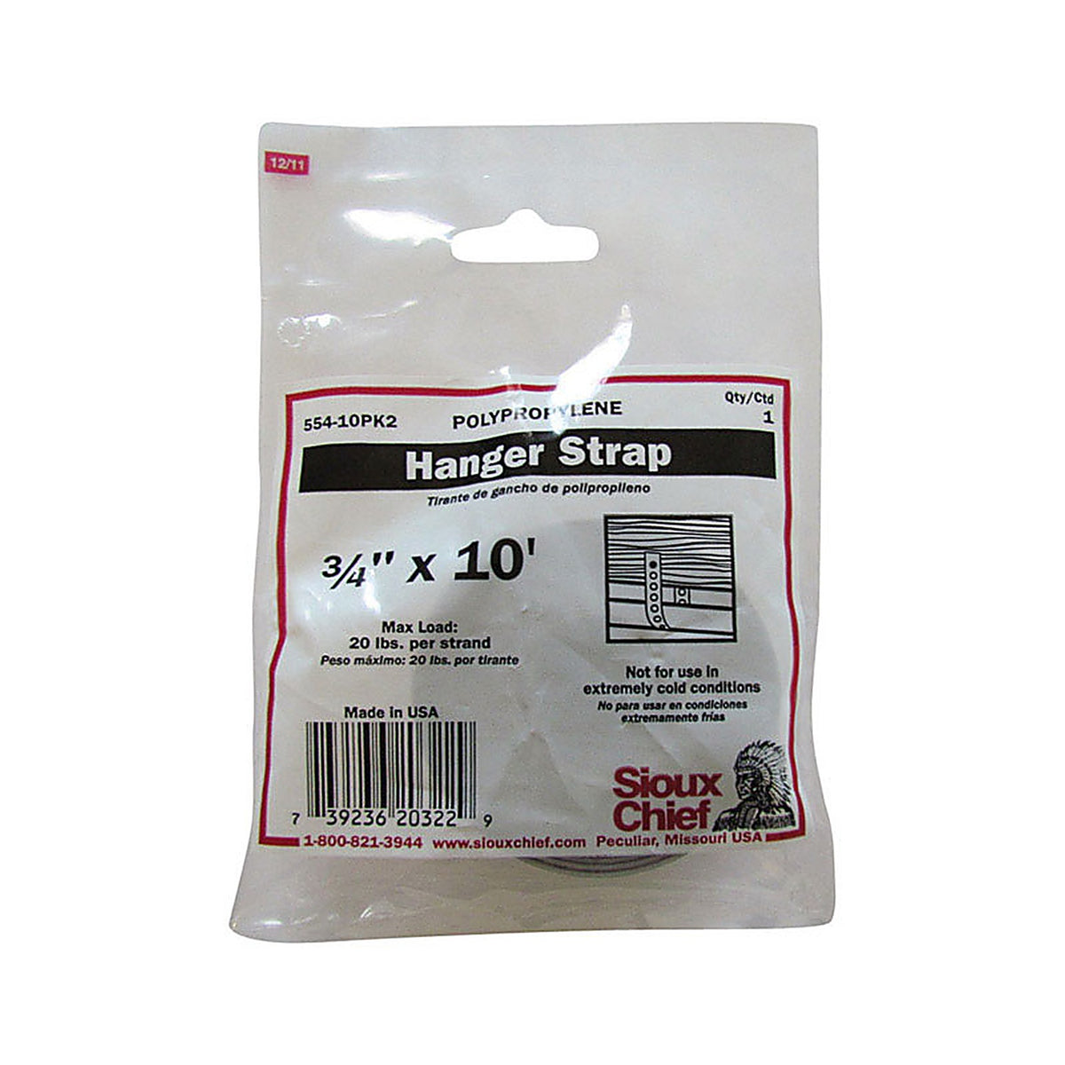 Sioux Chief 554-10PK2 3/4 in. 10 Gray Polypropylene Pipe Hanger Strap