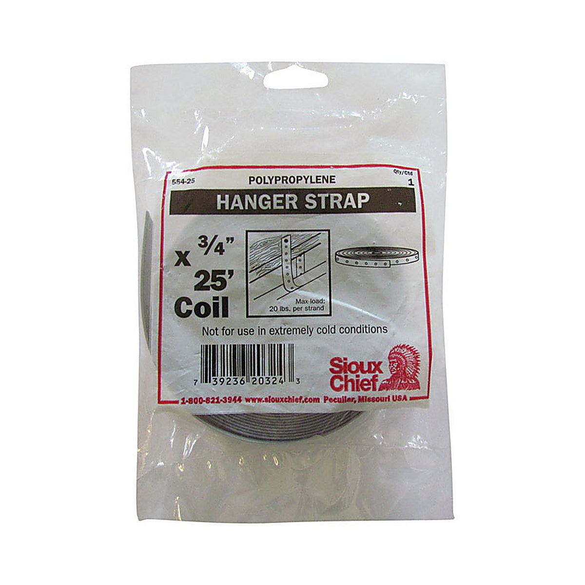 Sioux Chief 554-25 3/4 in. 25 Gray Polypropylene Pipe Hanger Strap