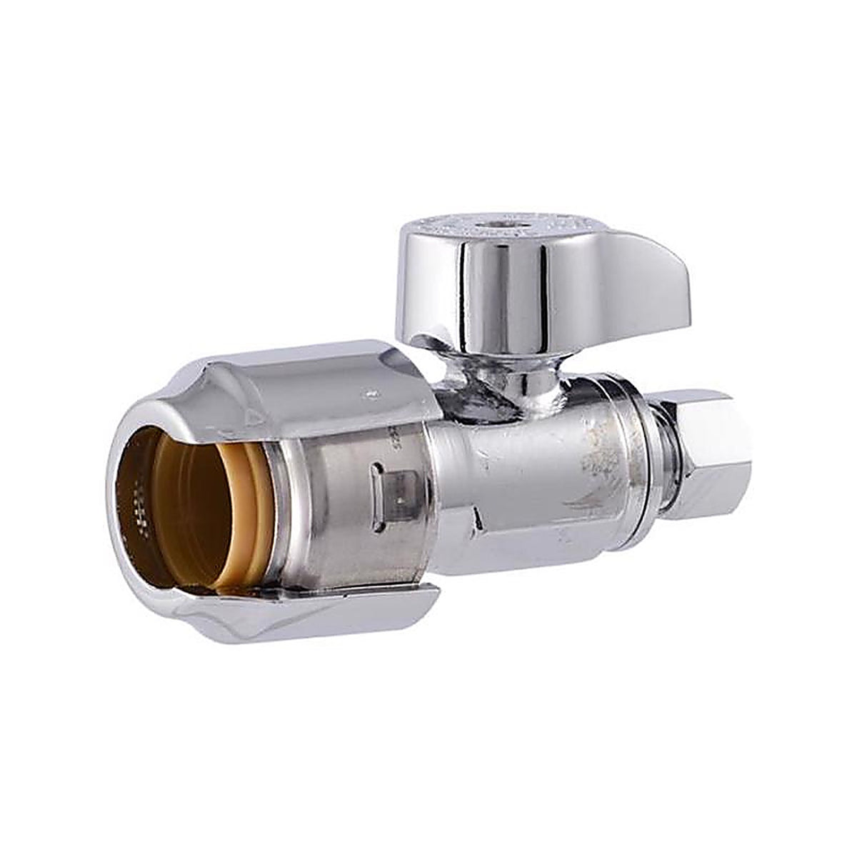 SharkBite 23037-0000LF 1/2 in. PTC x 3/8 in. Compression Brass Straight Stop Valve