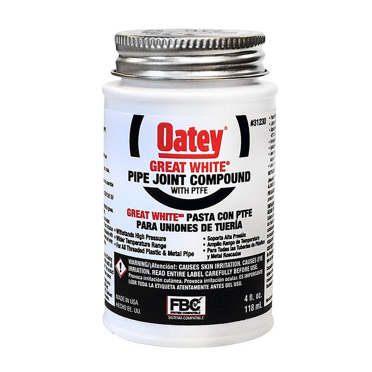 Oatey 31230 Great White White Pipe Joint Compound 4 oz.